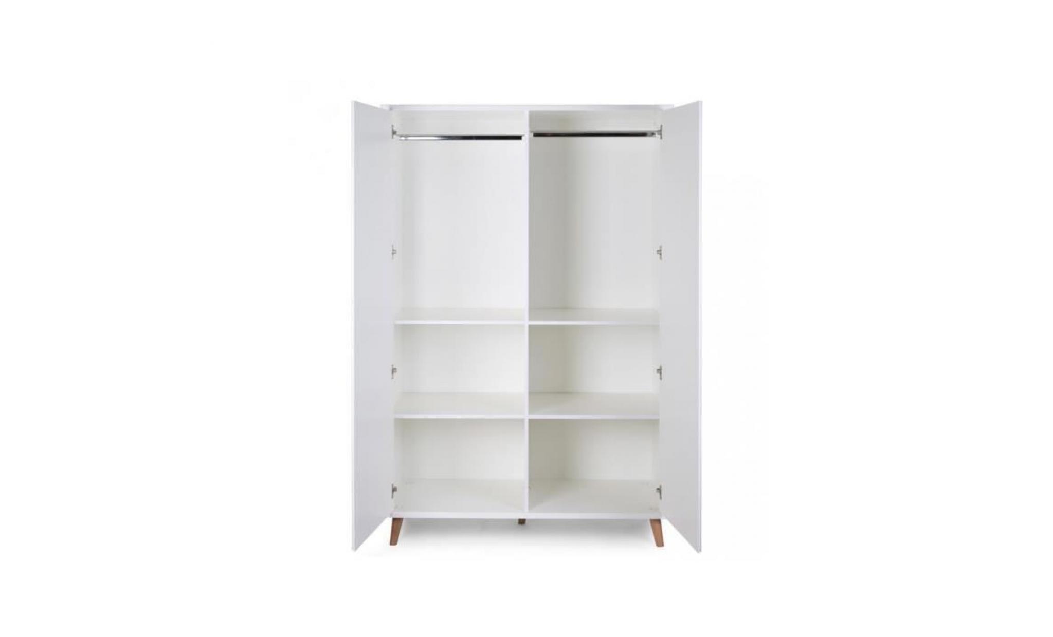 armoire design scandinave 190 cm à 2 ports coloris blanc pas cher