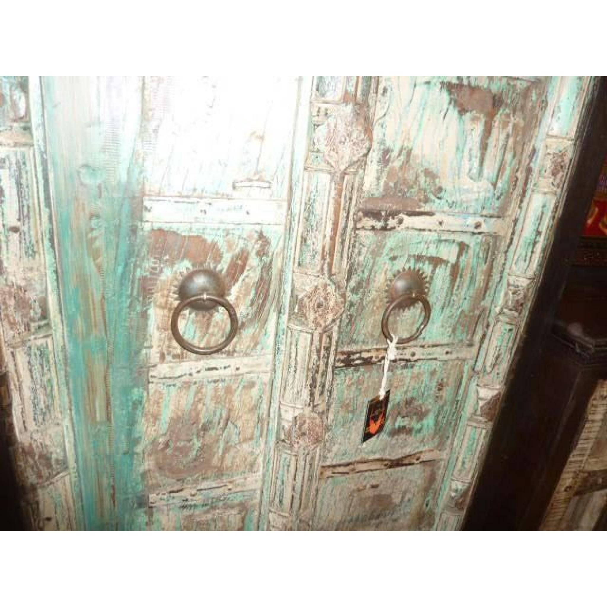 Armoire deux vieilles portes patinée verte pas cher