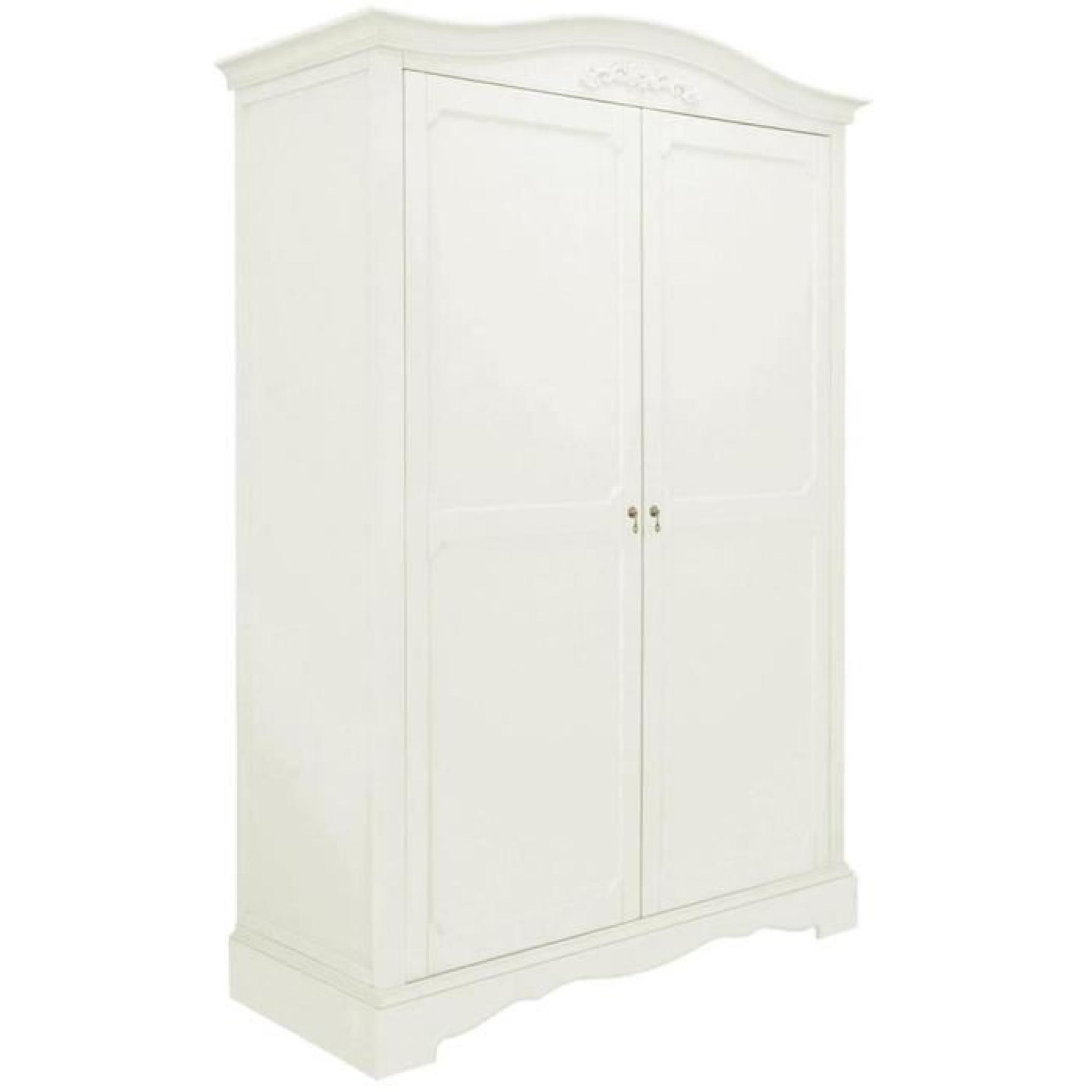 Armoire en bois coloris blanc - Dim : H 204 x L 141 x P 61 cm
