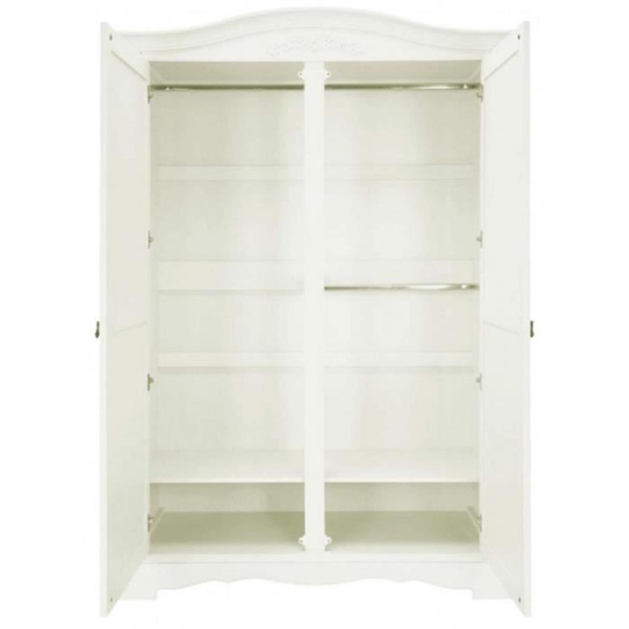 Armoire en bois coloris blanc - Dim : H 204 x L 141 x P 61 cm pas cher