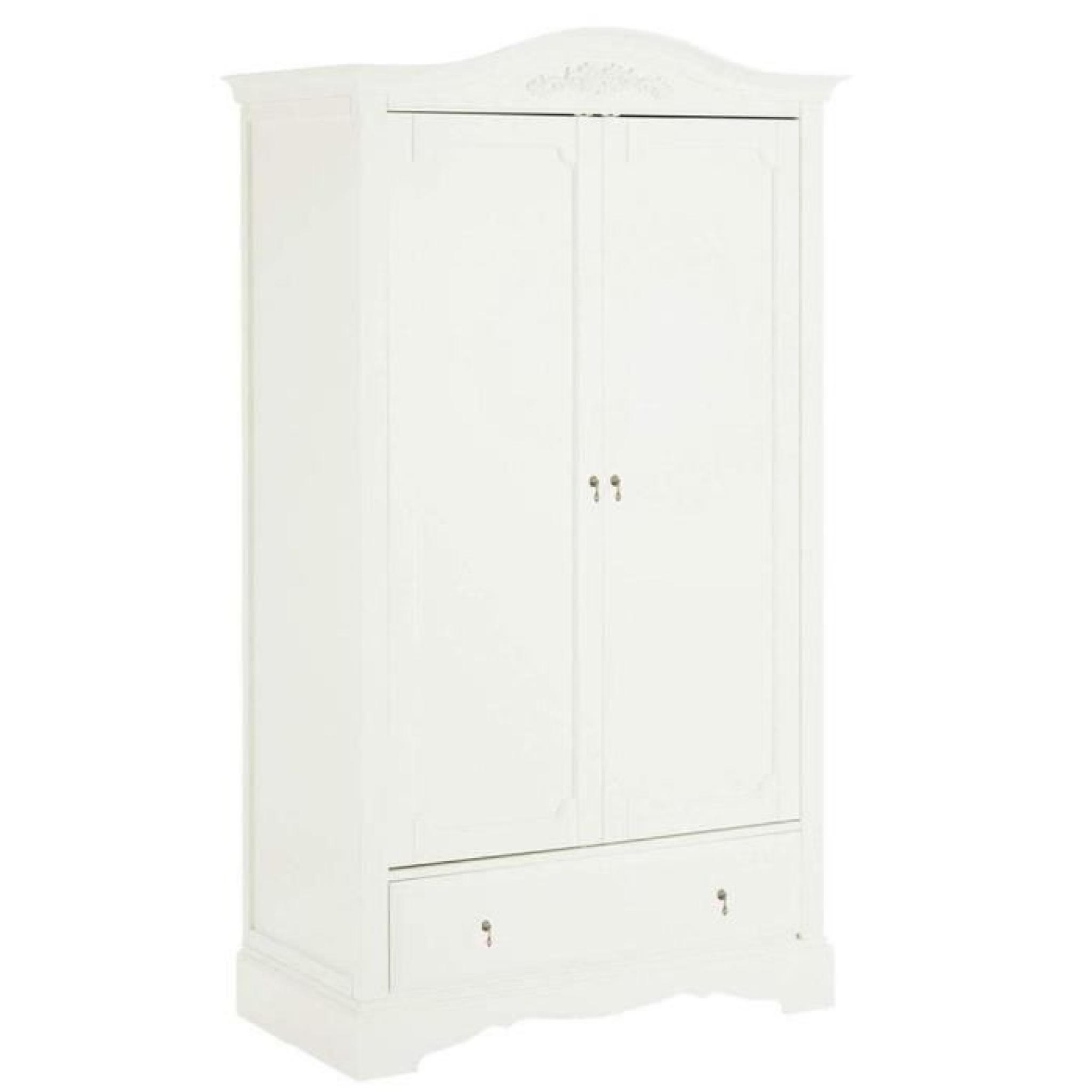 Armoire en bois coloris blanc  - Dim : H 205 x L 117 x P 63 cm