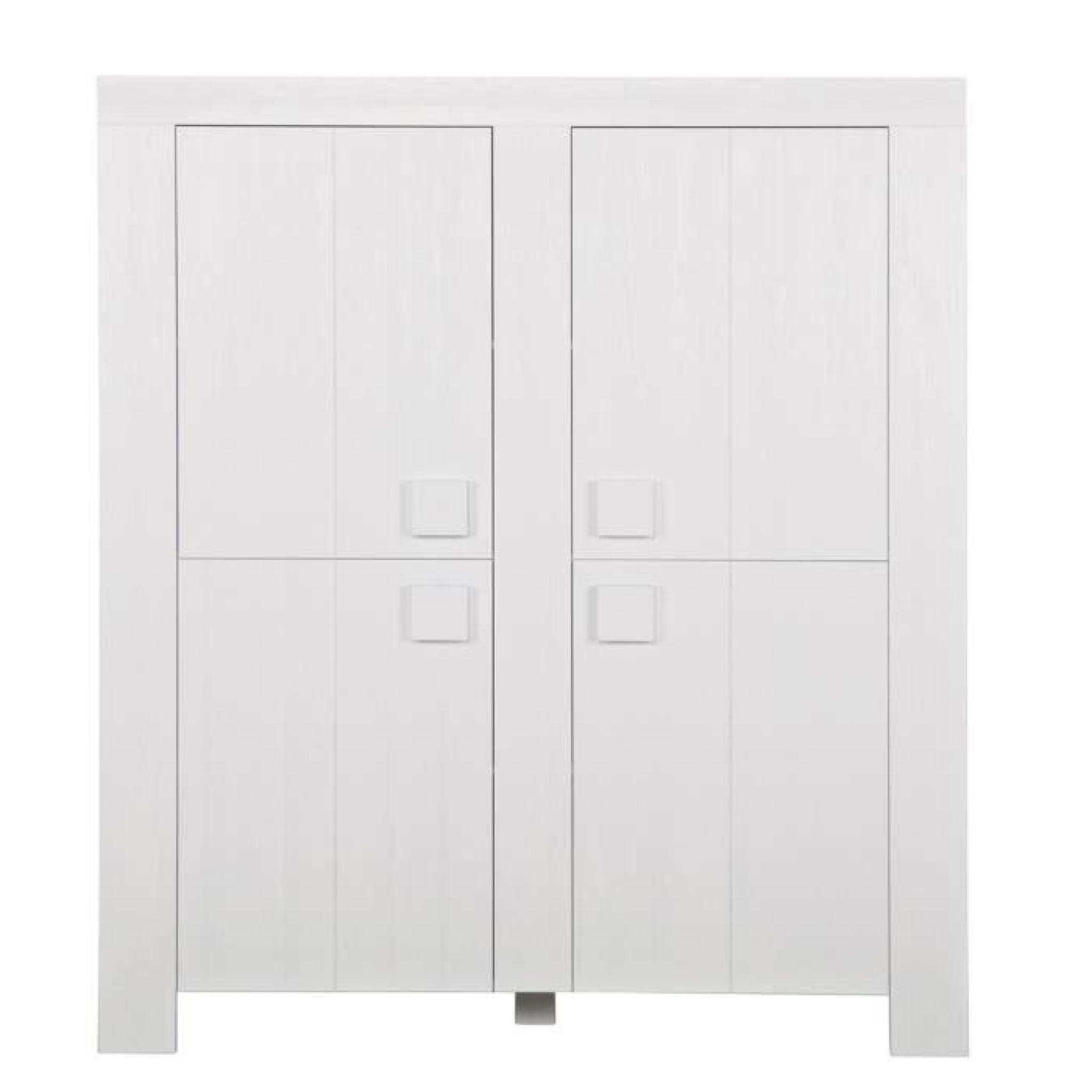 Armoire en pin blanc,  H 160 x L 140 x P 46 cm