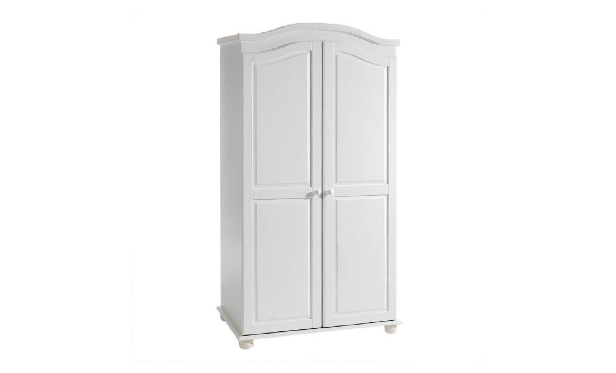 armoire en pin 2 portes davos lasuré blanc