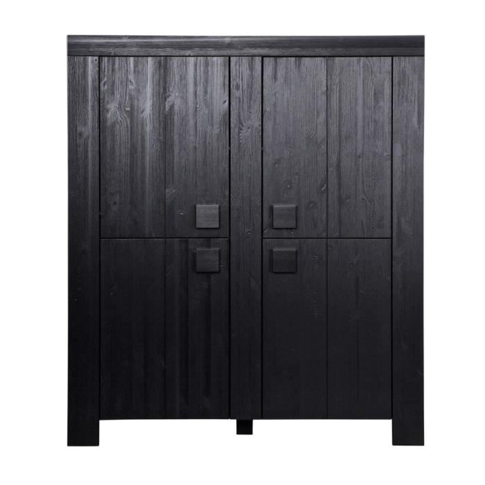Armoire en pin noir, H 160 x L 140 x P 46 cm