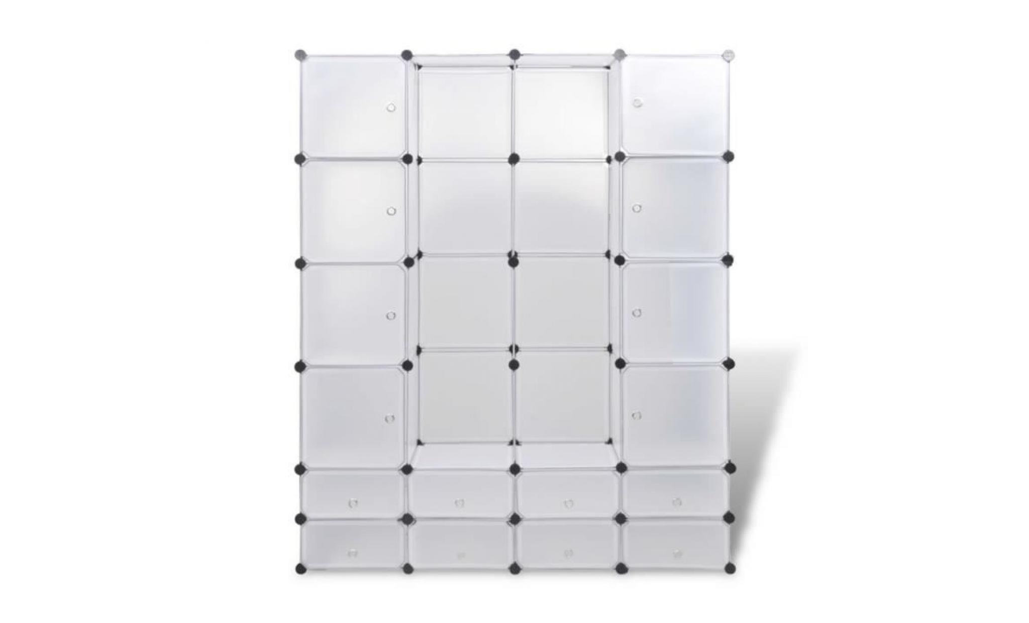 armoire garde robe cabinet modulable avec 18 compartiments blanc 37x146x180,5 cm pas cher