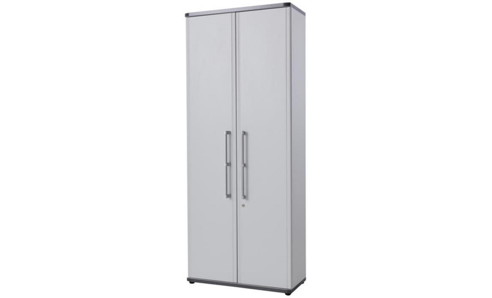 armoire haute en aggloméré coloris gris clair   dim : l80 x h199 x p38 cm