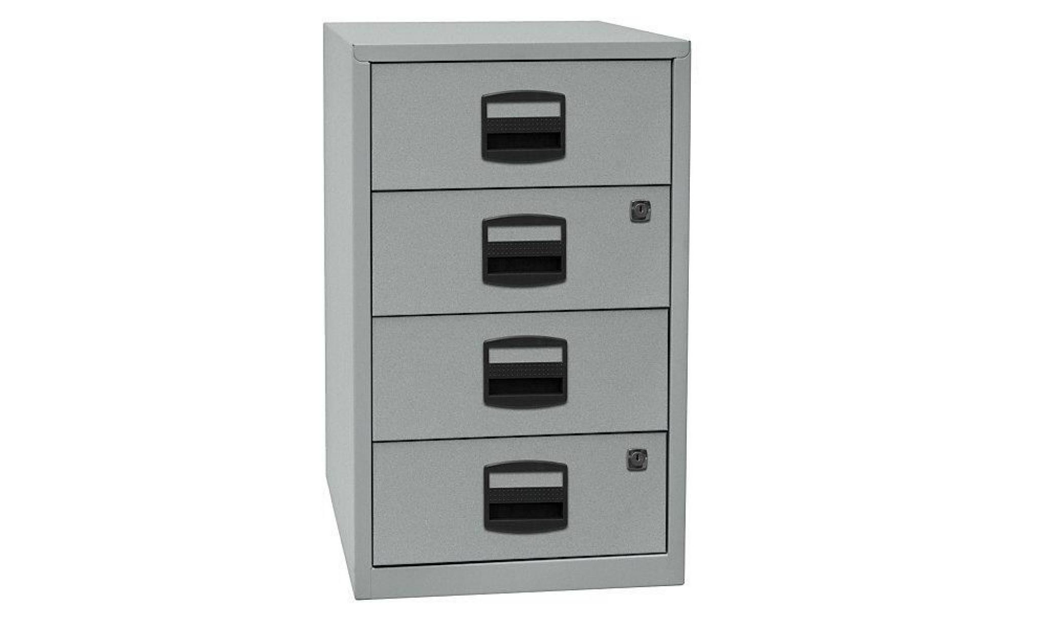 armoire hauteur bureau pfa   4 tiroirs universels gris clair / rouge cardinal   armoire basse armoire de bureau armoire à tiroirs