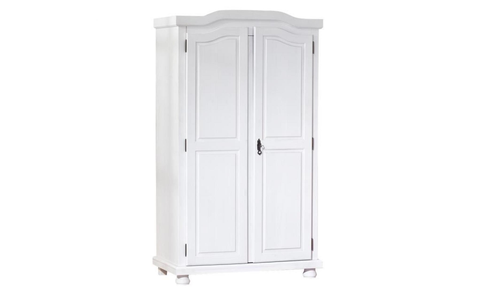 armoire hedda penderie chambre meuble Étagères 2 portes bois massif blanc dim. 560x1800x1040