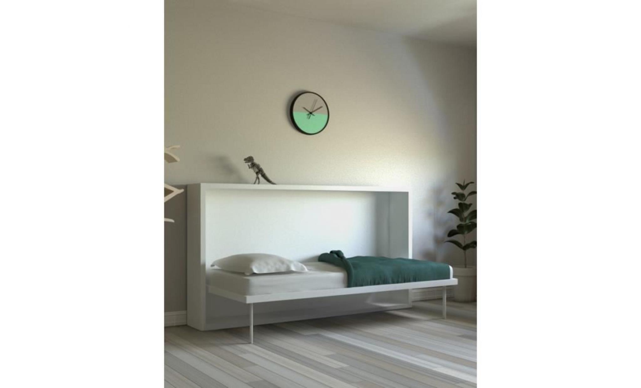 armoire lit escamotable horizontale 90 x190 pieds à retournement automatique joy pas cher