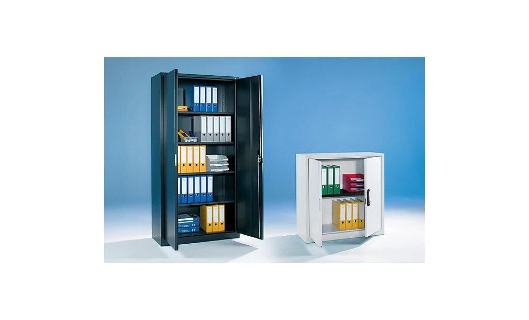 armoire métallique à portes battantes   h x l x p 1000 x 1000 x 420 mm   gris noir   armoire armoire métallique armoire pour bureau pas cher