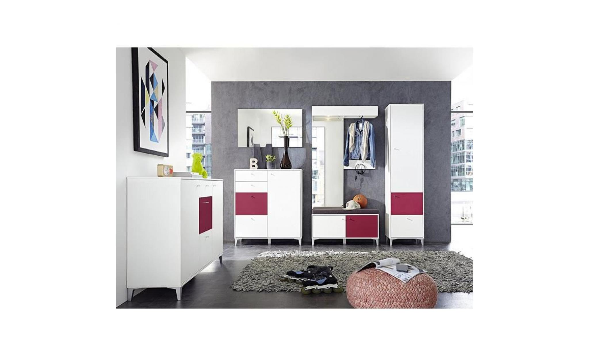 armoire meuble à chauusures en bois couleur blanche   dim : l96 x h105 x p40 cm pas cher