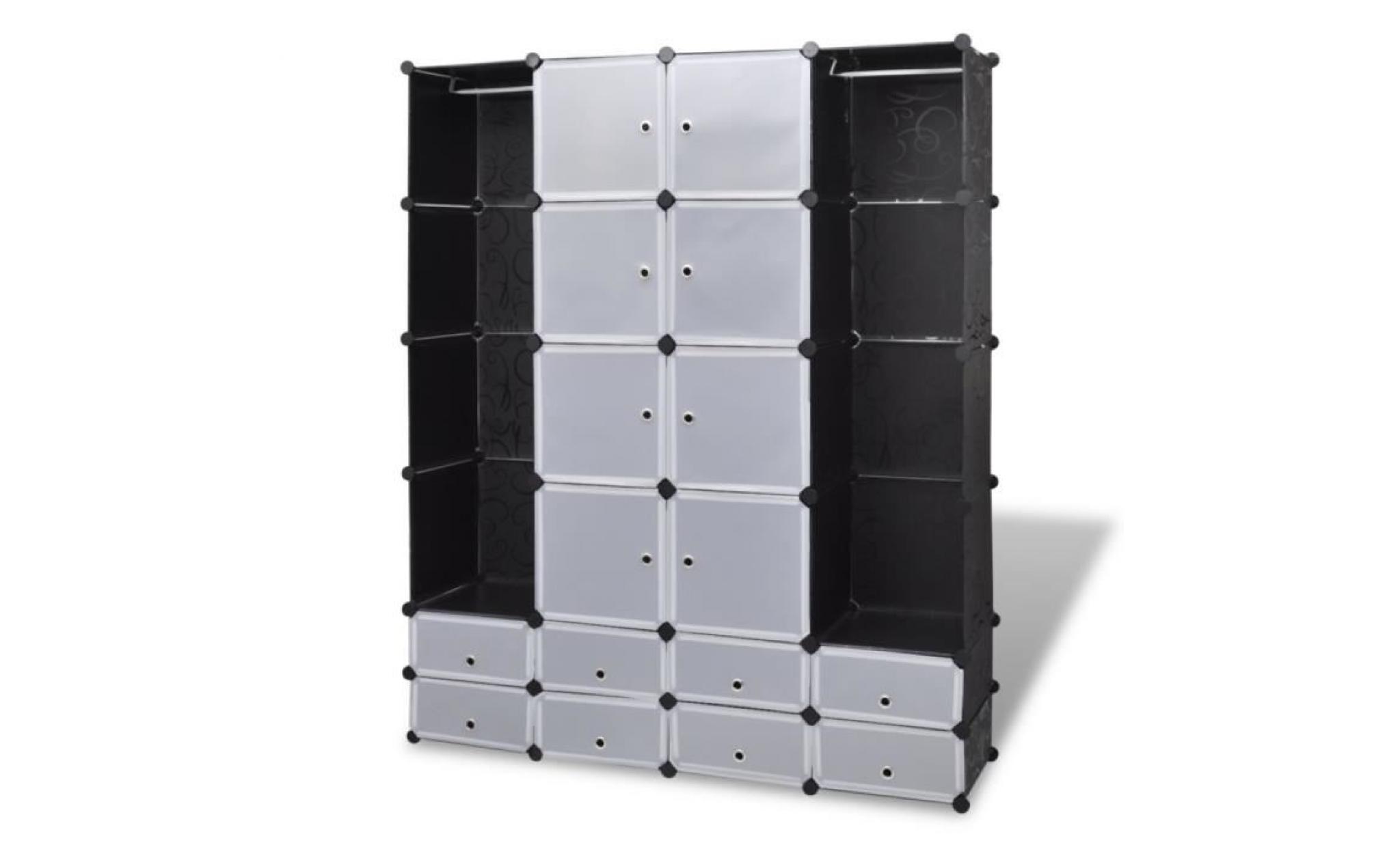 armoire modulable à 18 compartiments noir et blanc
