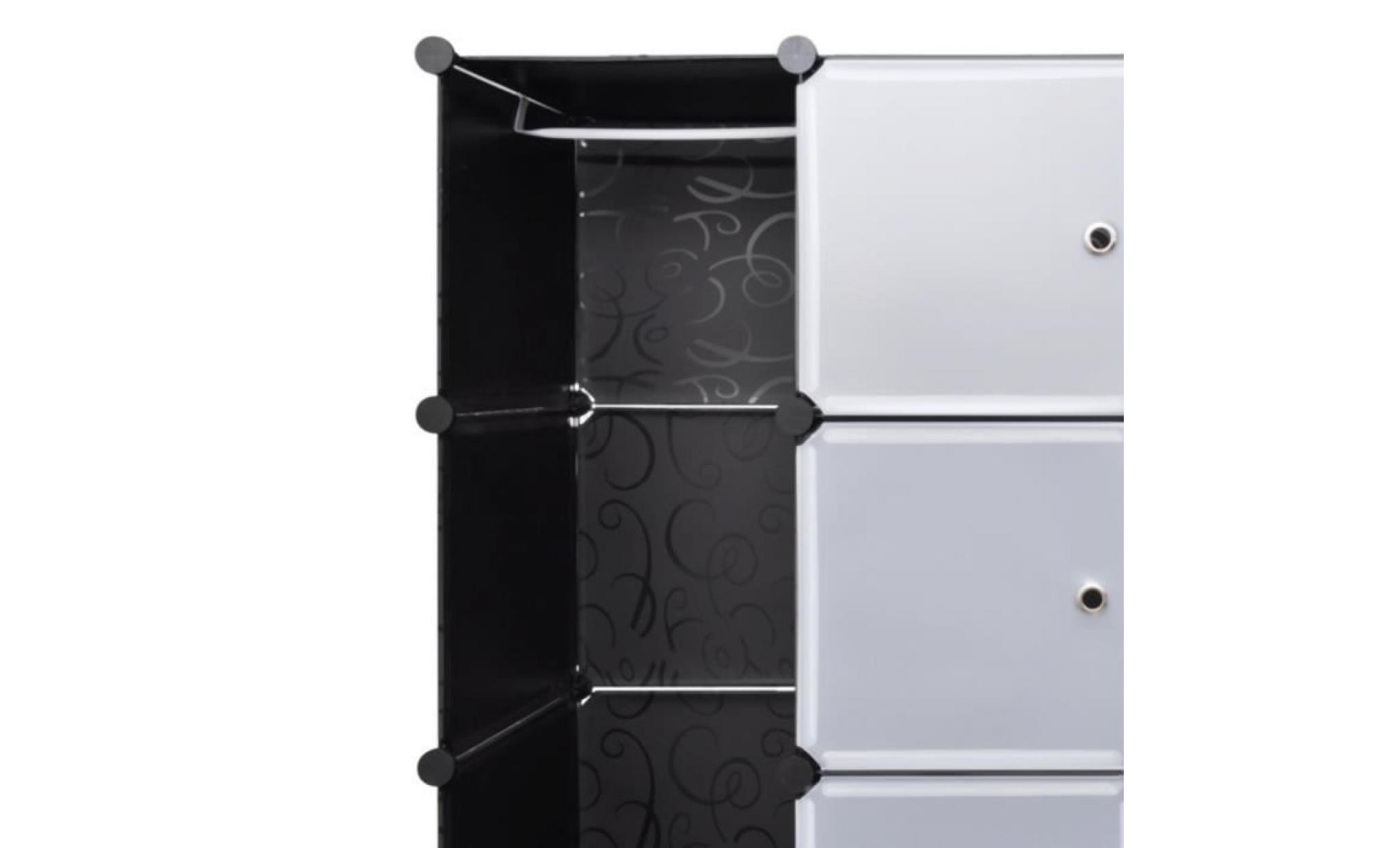 armoire modulable à 18 compartiments noir et blanc pas cher