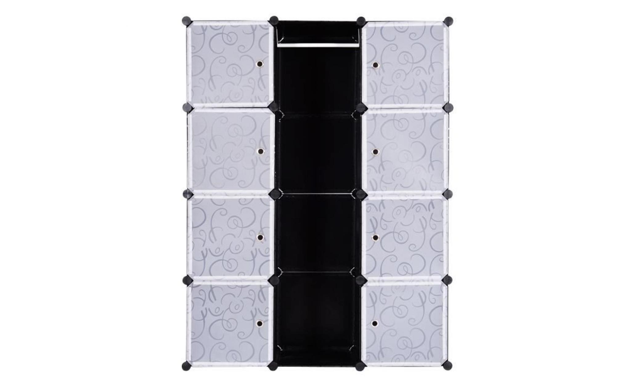 armoire modulable de chambre avec penderie pour enfants Étagère plastique modulable 12 cubes cadre métal noir et blanc avec marteau pas cher