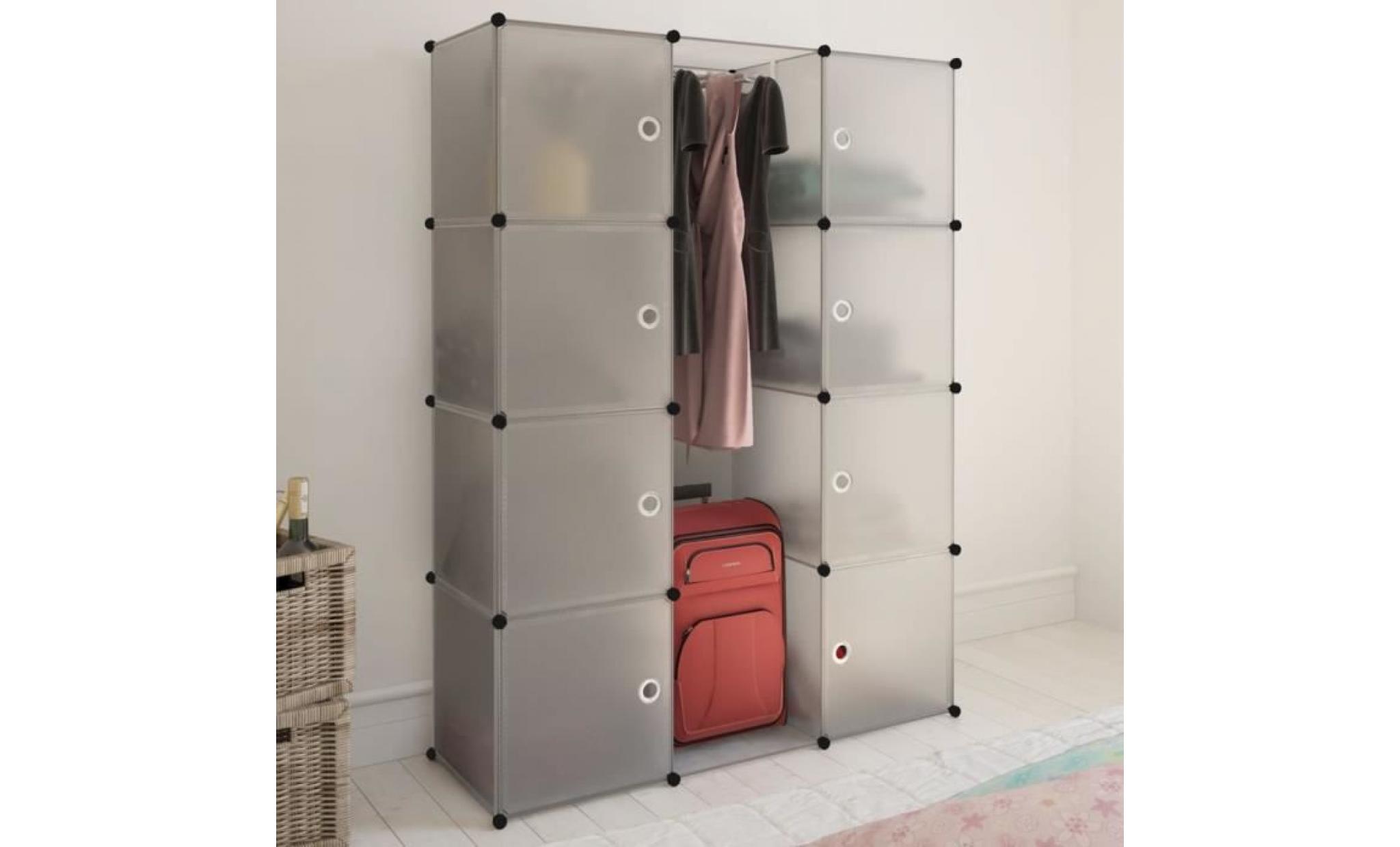 armoire modulaire 9 compartiments blanc 37 x 115 x 150 cm
