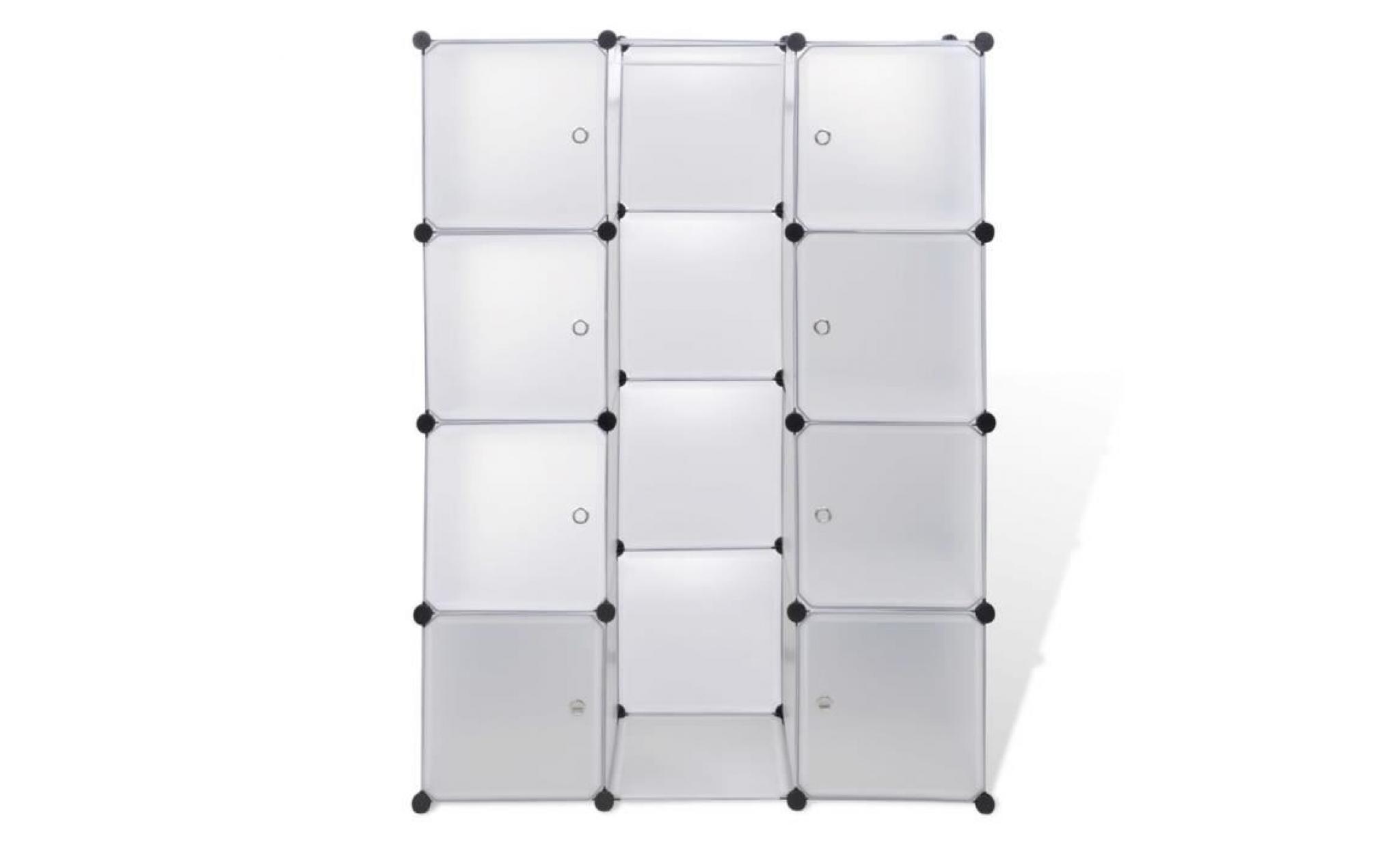 armoire modulaire 9 compartiments blanc 37 x 115 x 150 cm pas cher