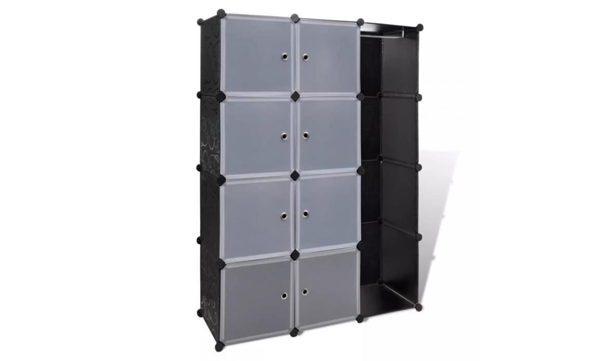 armoire modulaire 9 compartiments noir et blanc 37 x 115x150 cm armoire chambre armoire penderie armoire de chambre contemporain pas cher