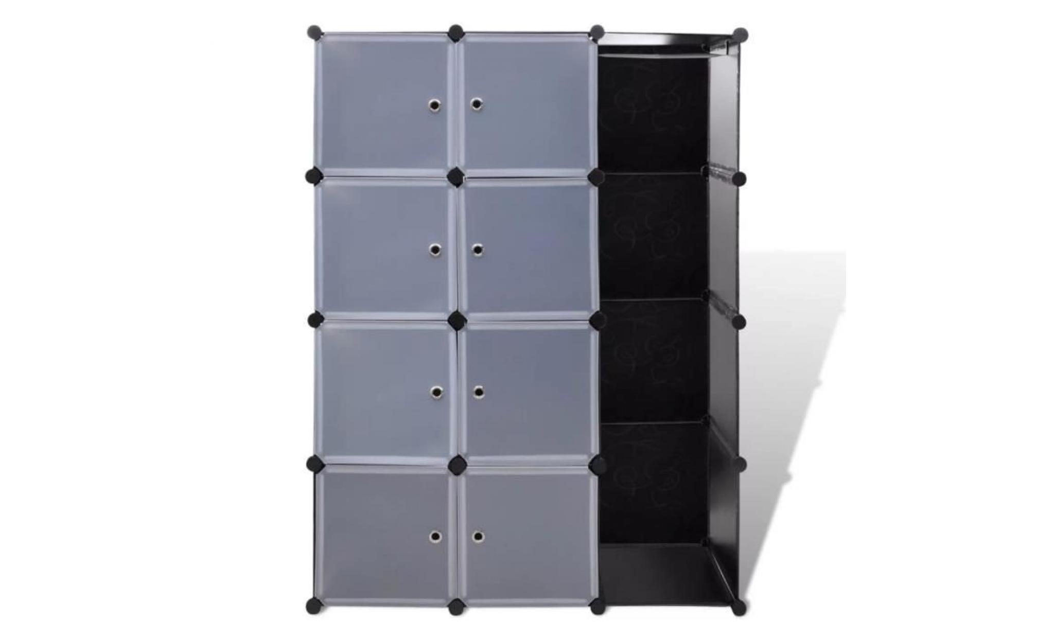 armoire modulaire 9 compartiments noir et blanc 37 x 115x150 cm pas cher
