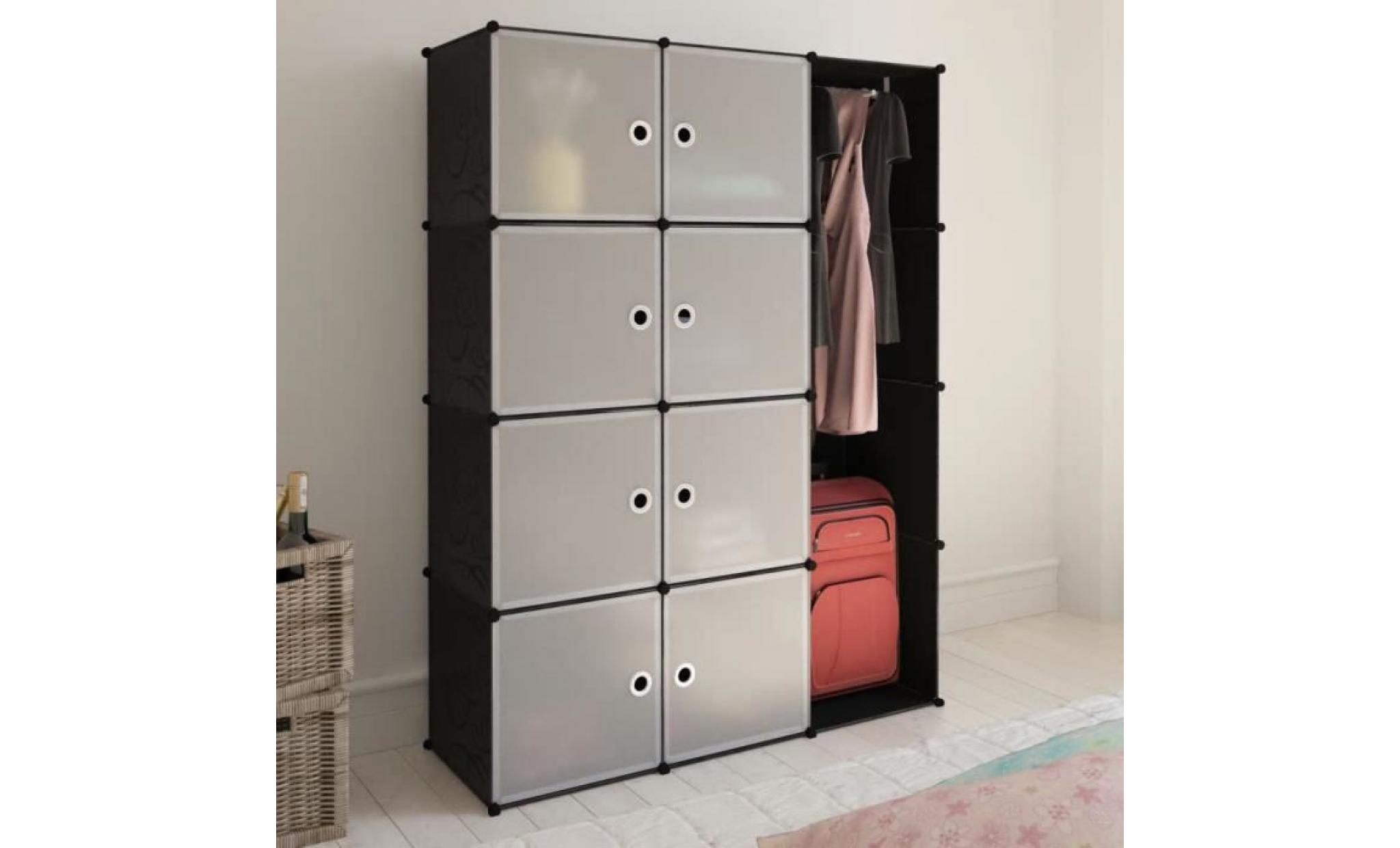 armoire modulaire meuble de rangement 9 compartiments noir et blanc 37 x 115x150 cm