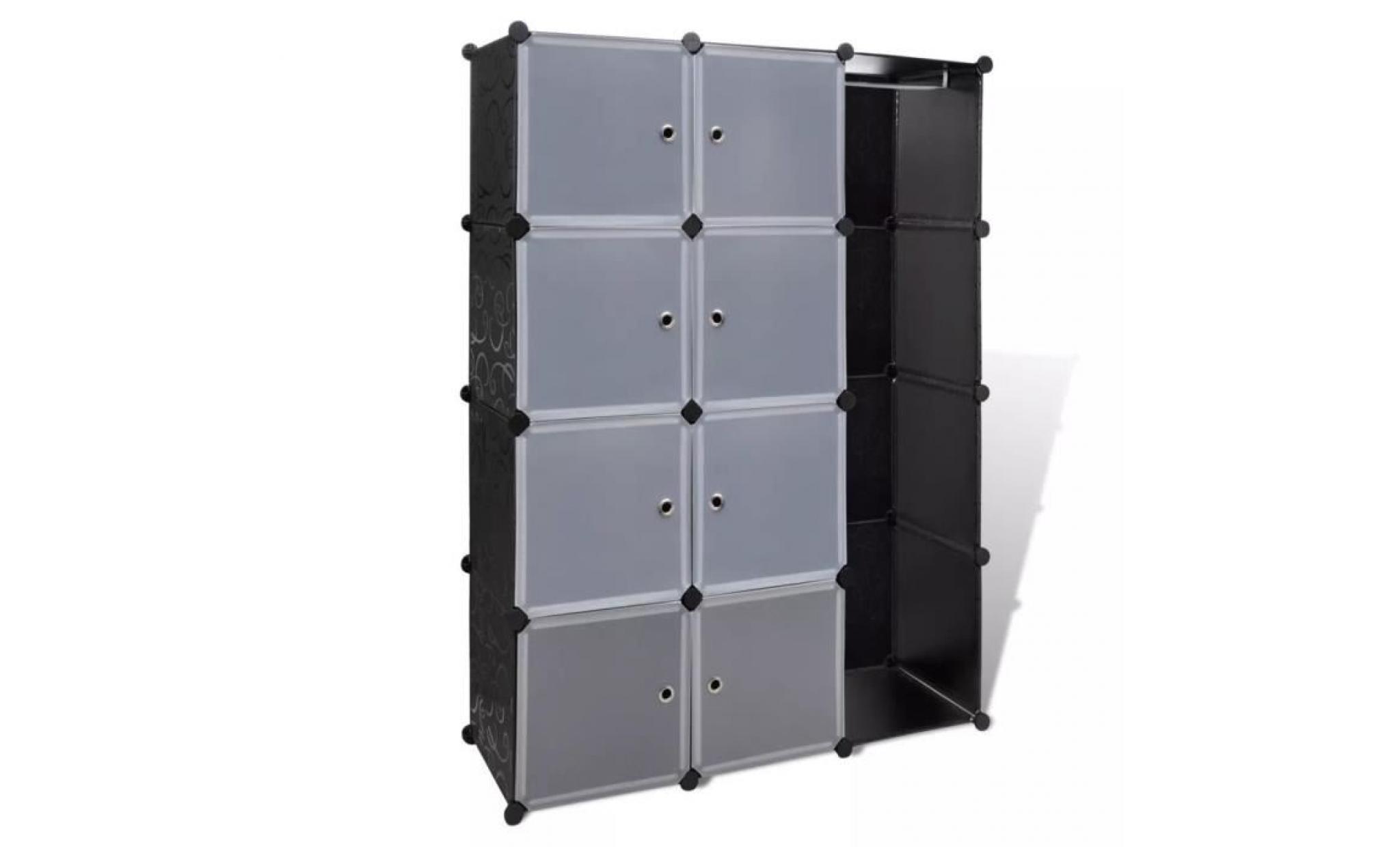 armoire modulaire meuble de rangement 9 compartiments noir et blanc 37 x 115x150 cm pas cher