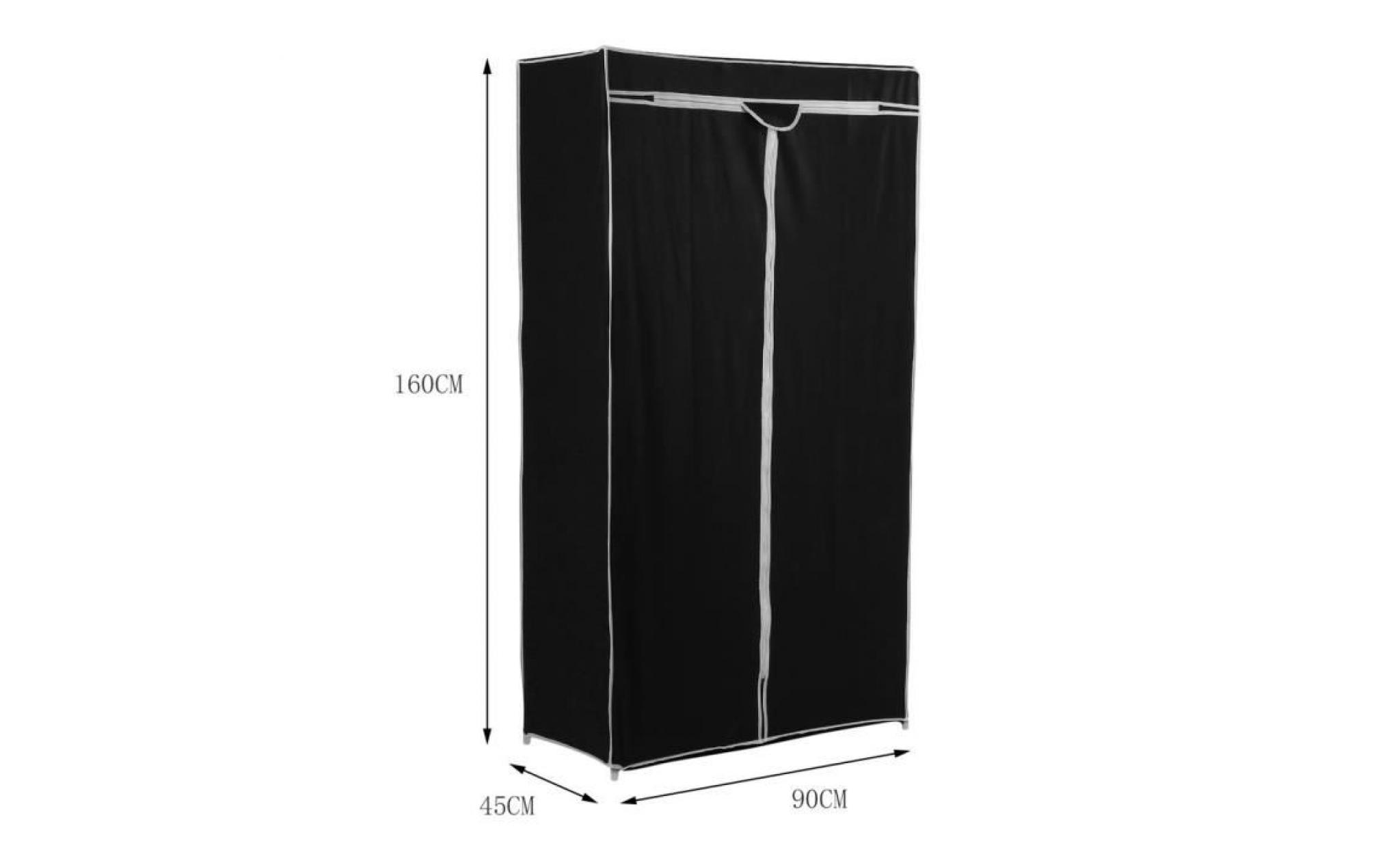 armoire noir avec double ouvert 160*90*45cm organisateur de vêtements suspendus pas cher