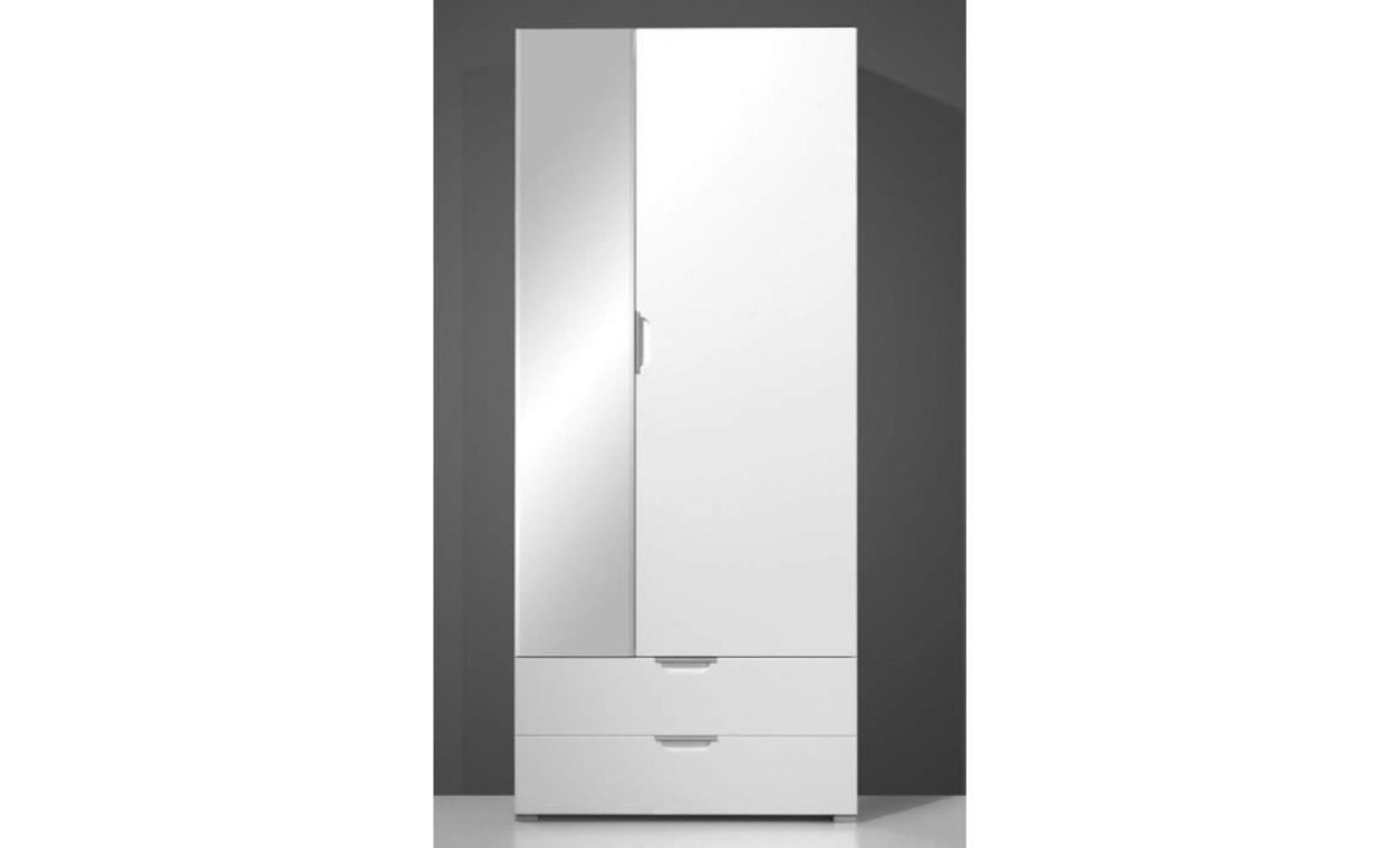armoire penderie en bois et mdf coloris blanc brillant   dim : l84 x h194 x p34cm pas cher