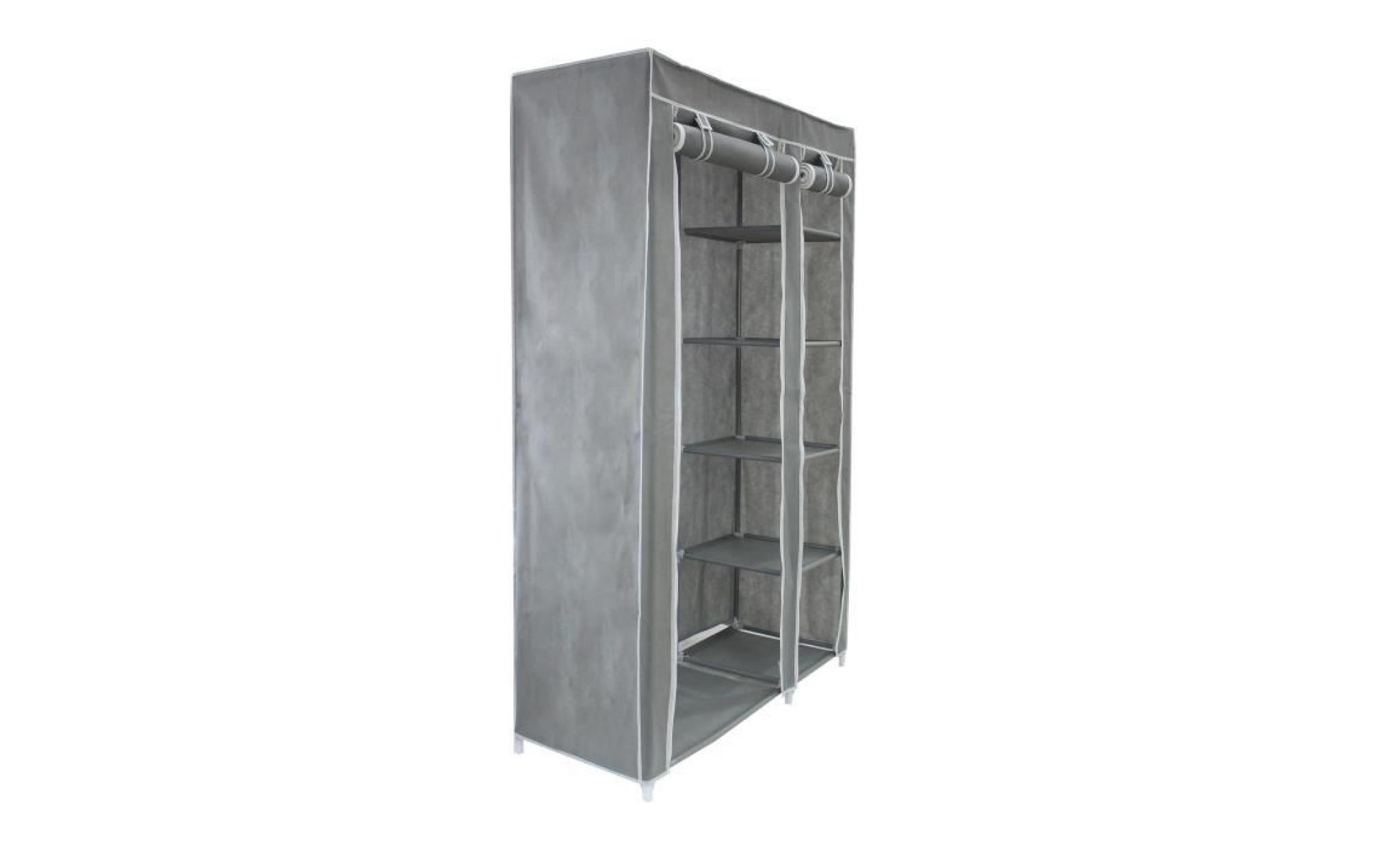 penderie, armoire, 2 portes, 172 x 105 x 43 cm, gris, matériau:  tubes en acier inoxydable, connecteurs de tuyaux en plastique pas cher