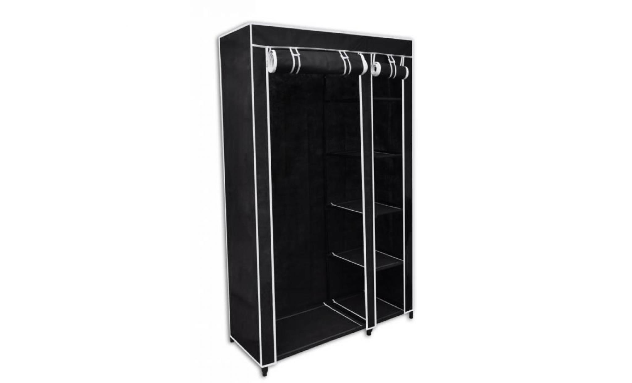 armoire pliante etagère de rangement en tissu non tissé et tubes en acier noire garde robe pour chambre voyage camping 110 x 45 x