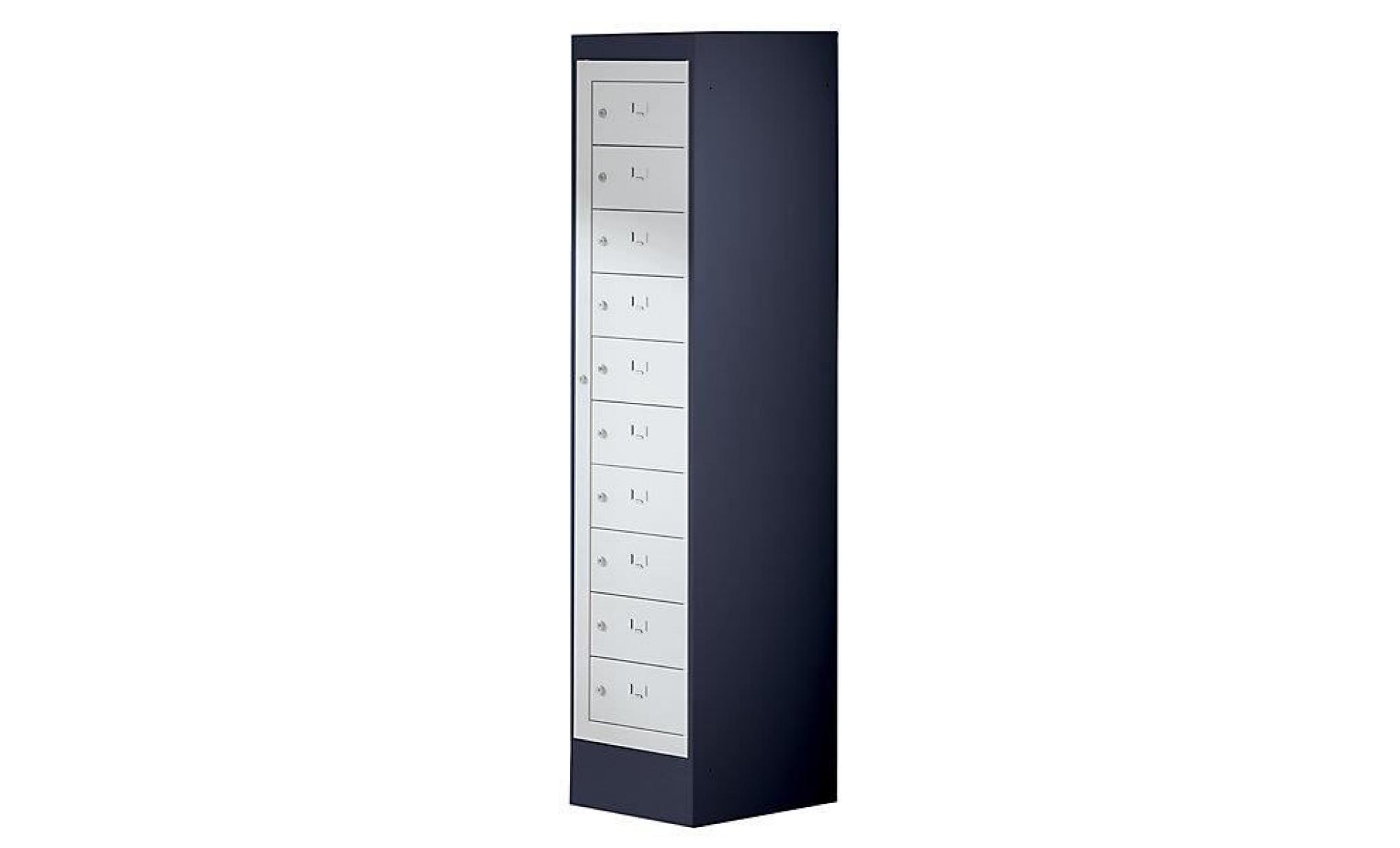 armoire pour ordinateurs portables   10 compartiments, h x l 1900 x 400 mm gris noir / gris clair   armoire pour ordinateurs