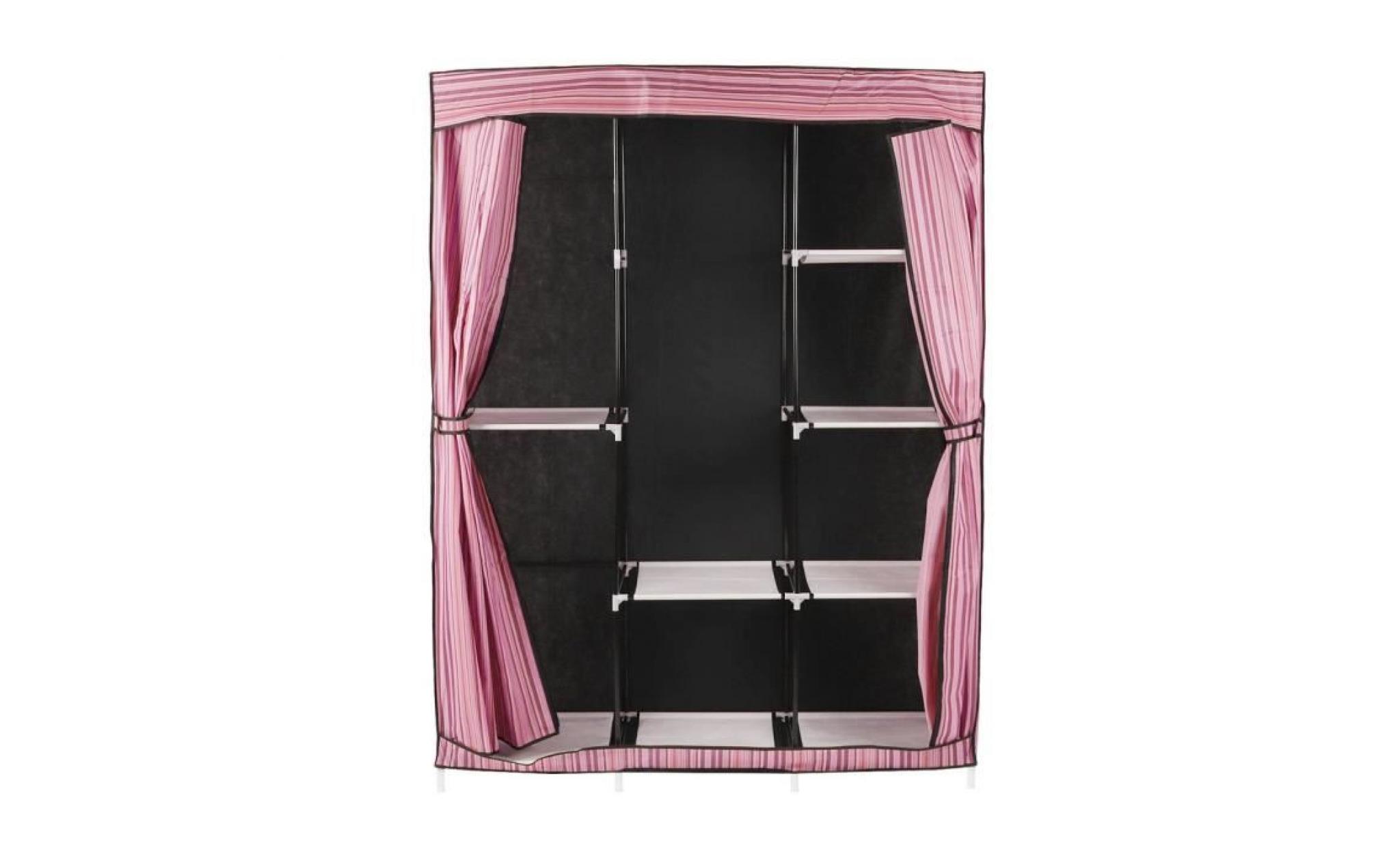 armoire rangement vêtements avec housse en tissu non tissé double portes rose pas cher