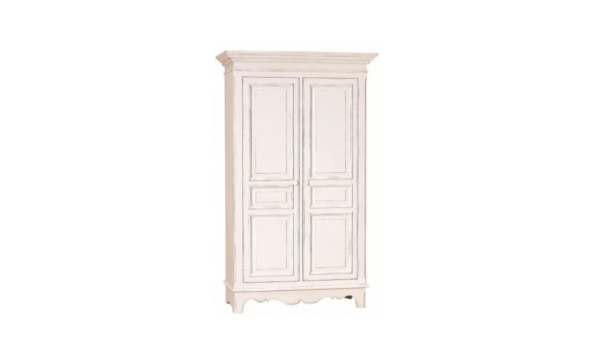 armoire romantique 120x200 cm en pin et mdf à 2 portes coloris blanc antique p 36744 co blanc