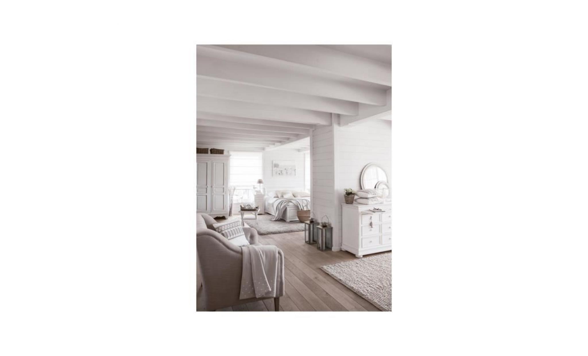 armoire romantique 120x200 cm en pin et mdf à 2 portes coloris blanc antique p 36744 co blanc pas cher