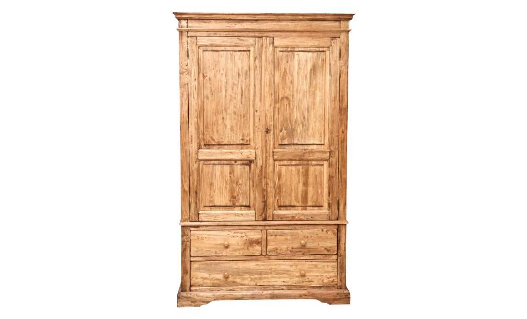 armoire rustique en bois massif de tilleul finition naturelle l120xpr59xh197 cm