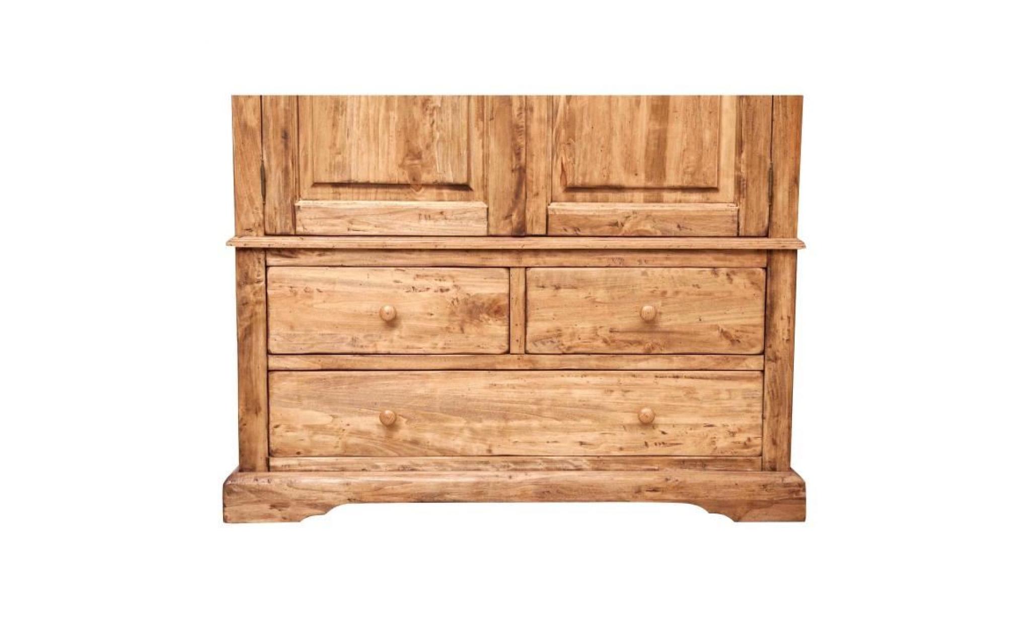 armoire rustique en bois massif de tilleul finition naturelle l120xpr59xh197 cm pas cher