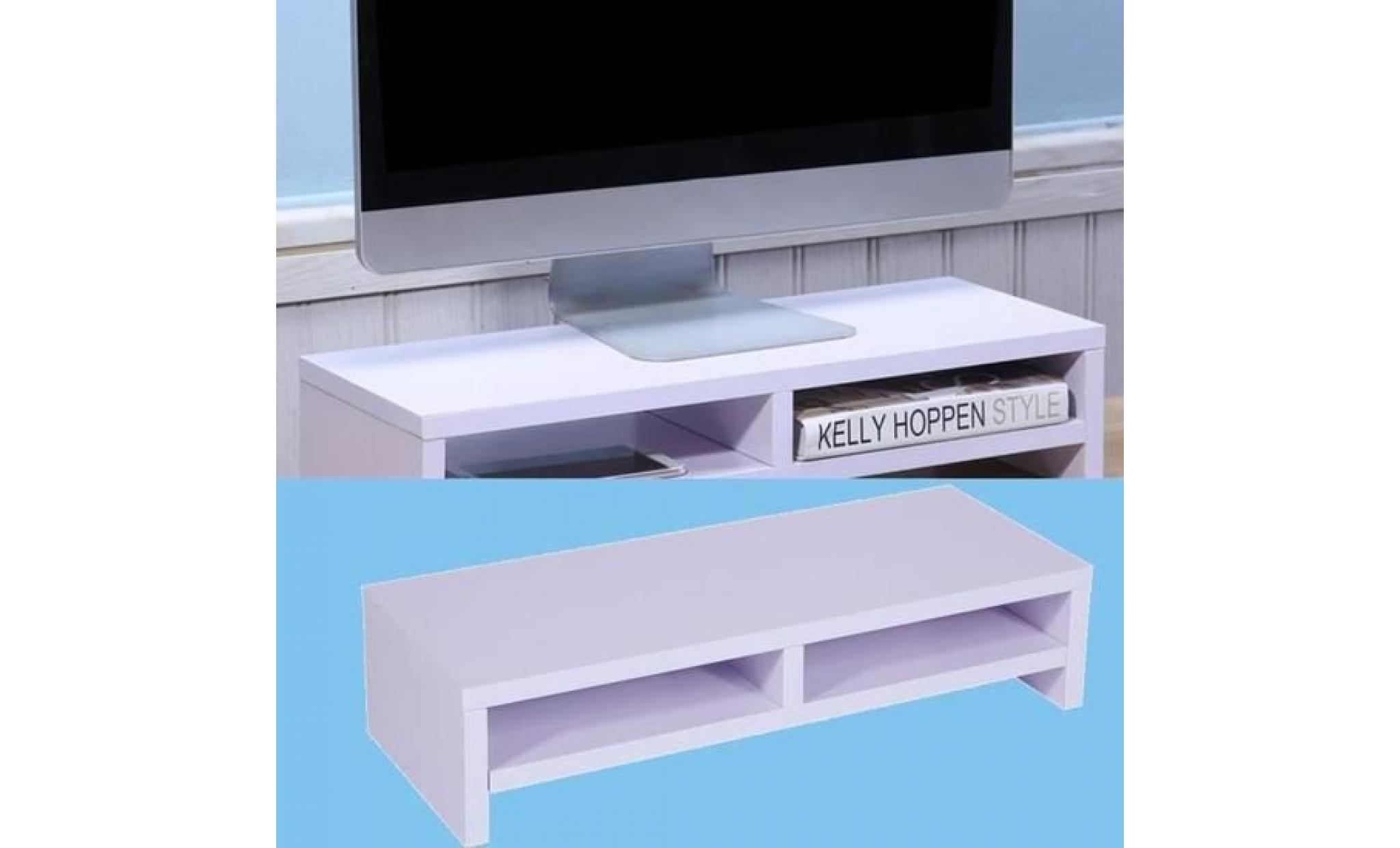 armoire support moniteur lcd présentoir écran ordinateur table Étagère en bois blanc pour protection cou   yy pas cher