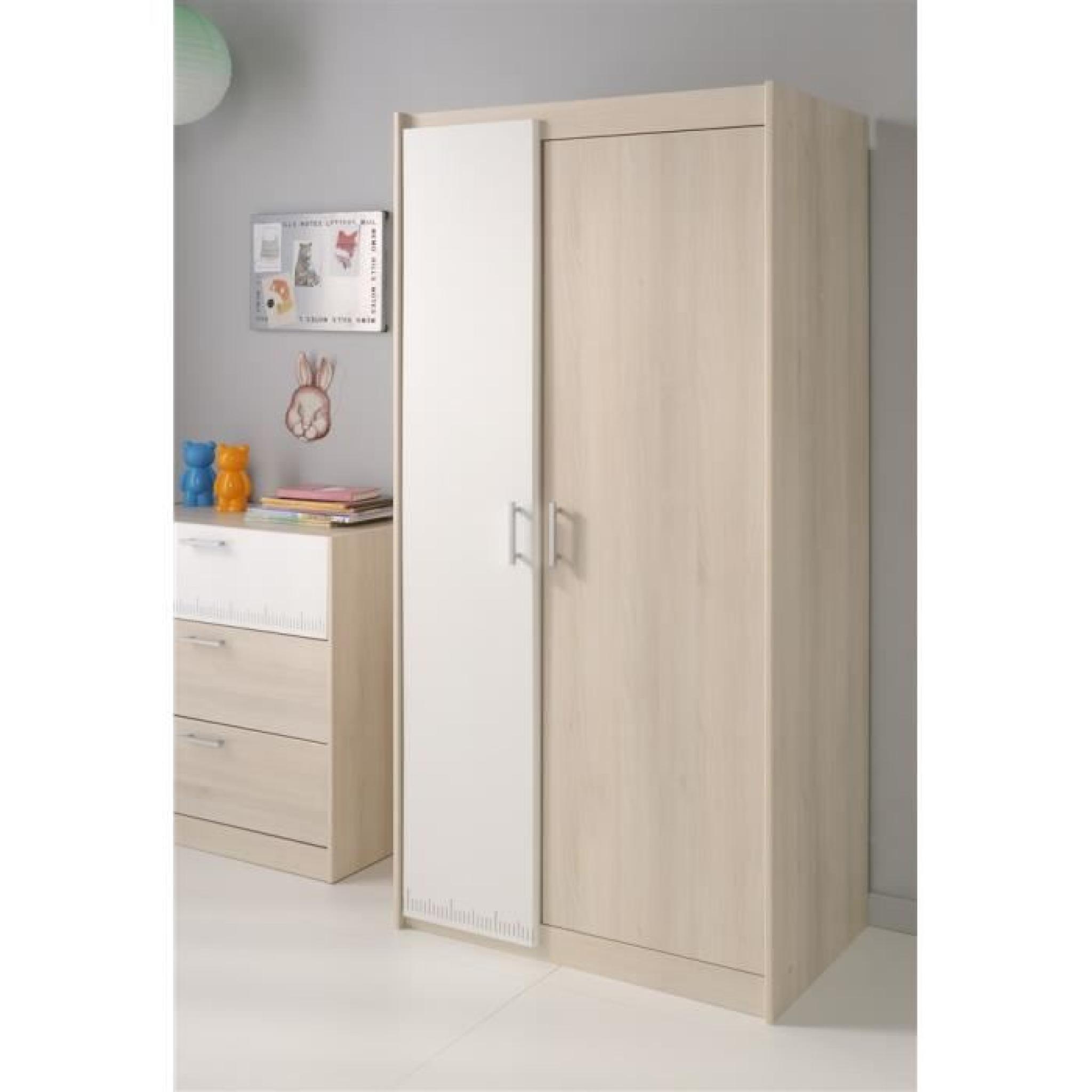 Armoire Charlemagne Acacia/Blanc pas cher