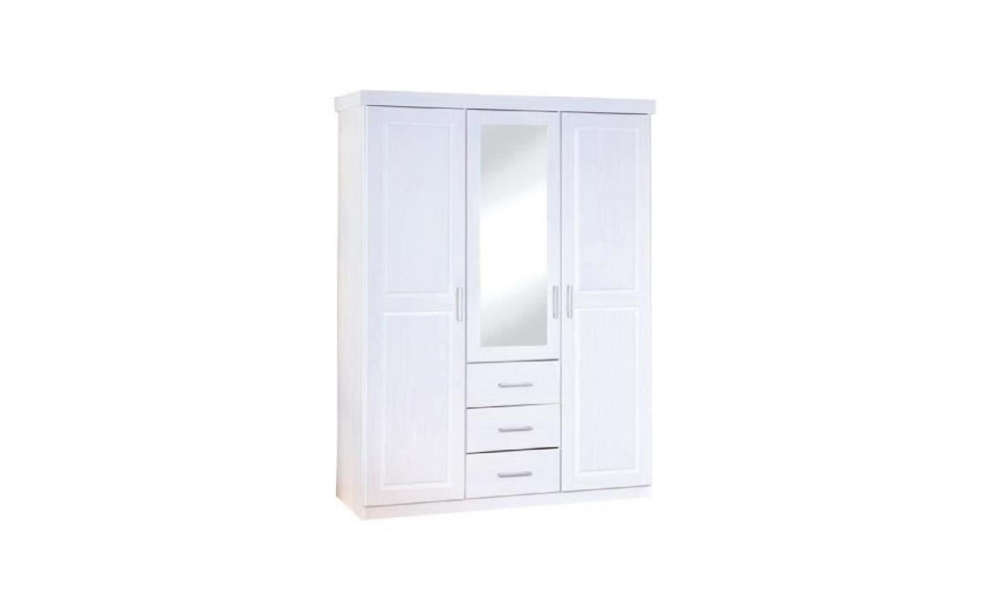 Armoire Géraldo 3 portes / 3 tiroirs blanc