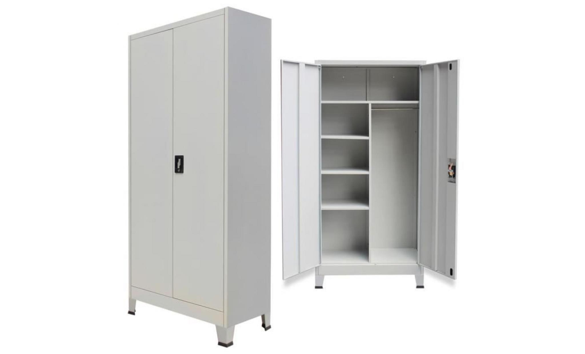 armoire verrouillable avec 2 portes acier 90 x 40 x 180 cm gris armoire chambre armoire penderie armoire de chambre contemporain