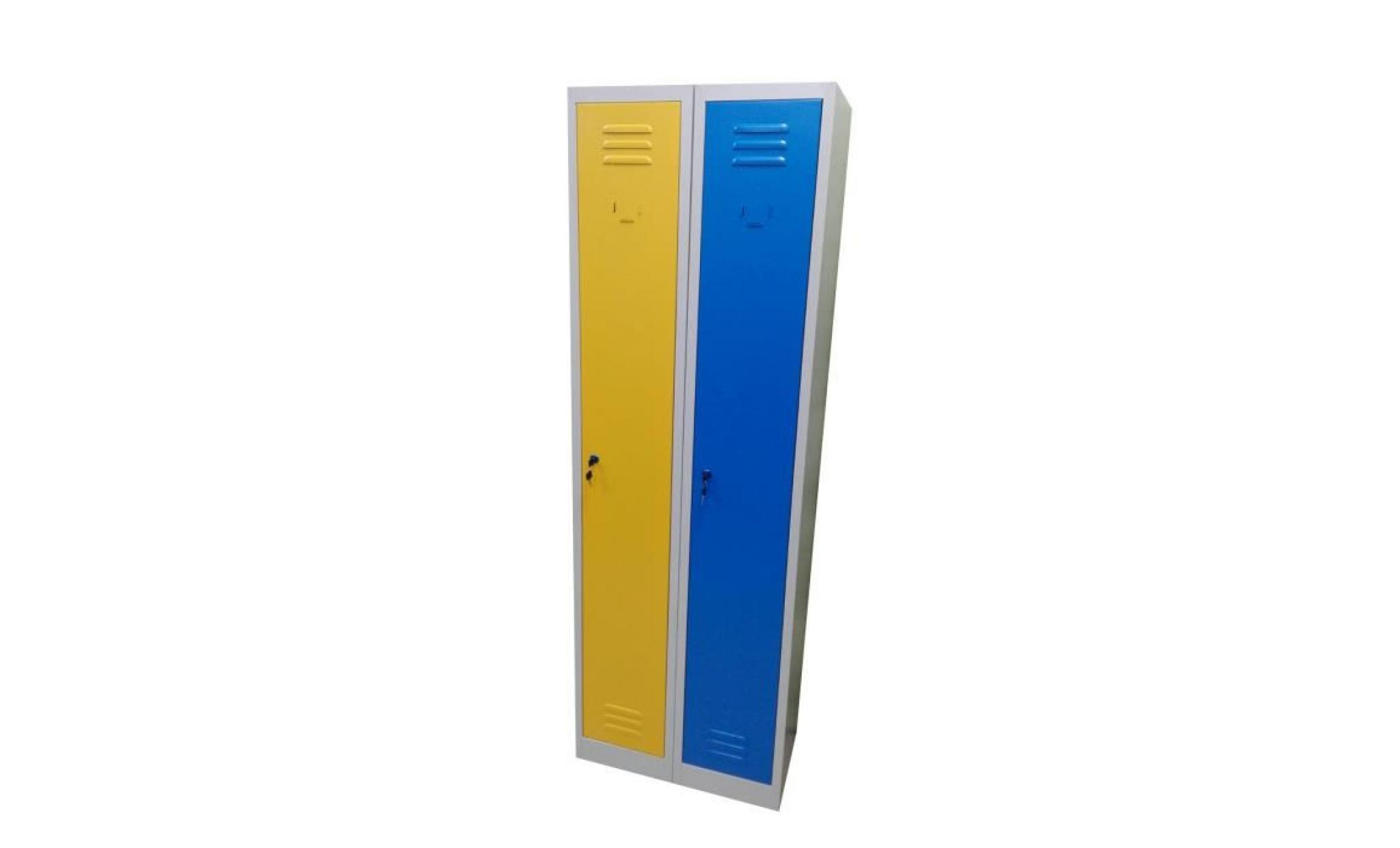 armoire vestiaire metallique modulable l30 cm x p50 cm x h180 cm (porte jaune)