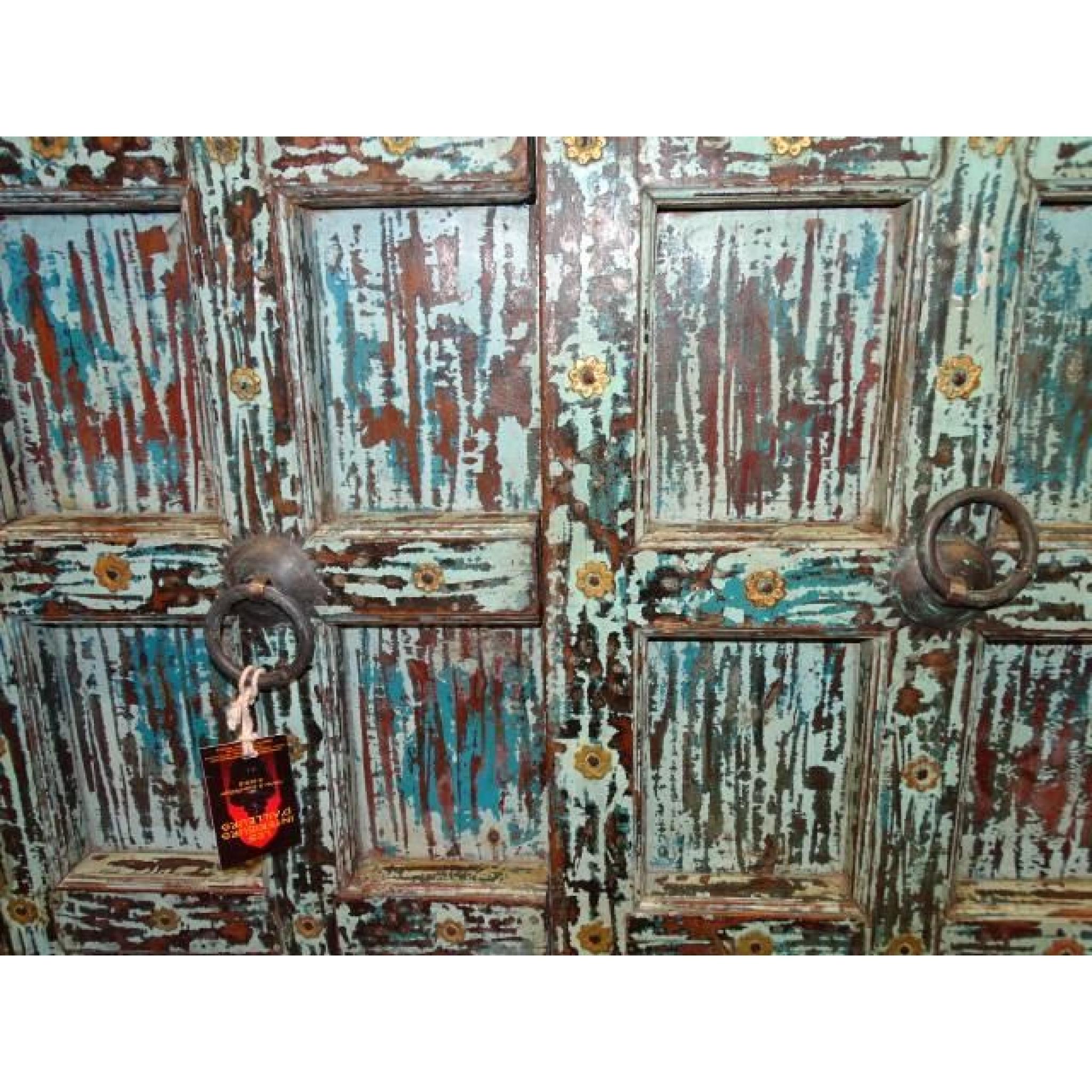 Armoire vieilles portes patinée turquoise pas cher