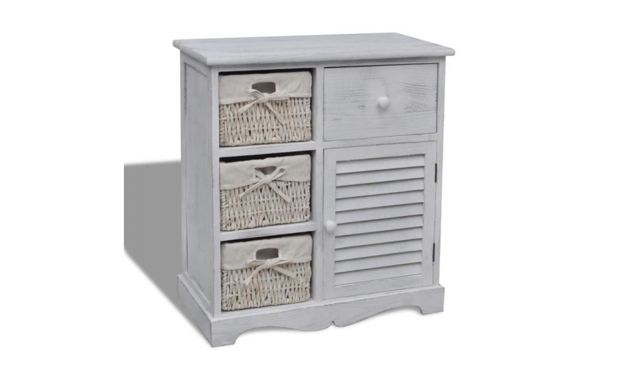 armoires et meubles de rangement commode cabinet de bois a gauche blanche avec 3 paniers pas cher