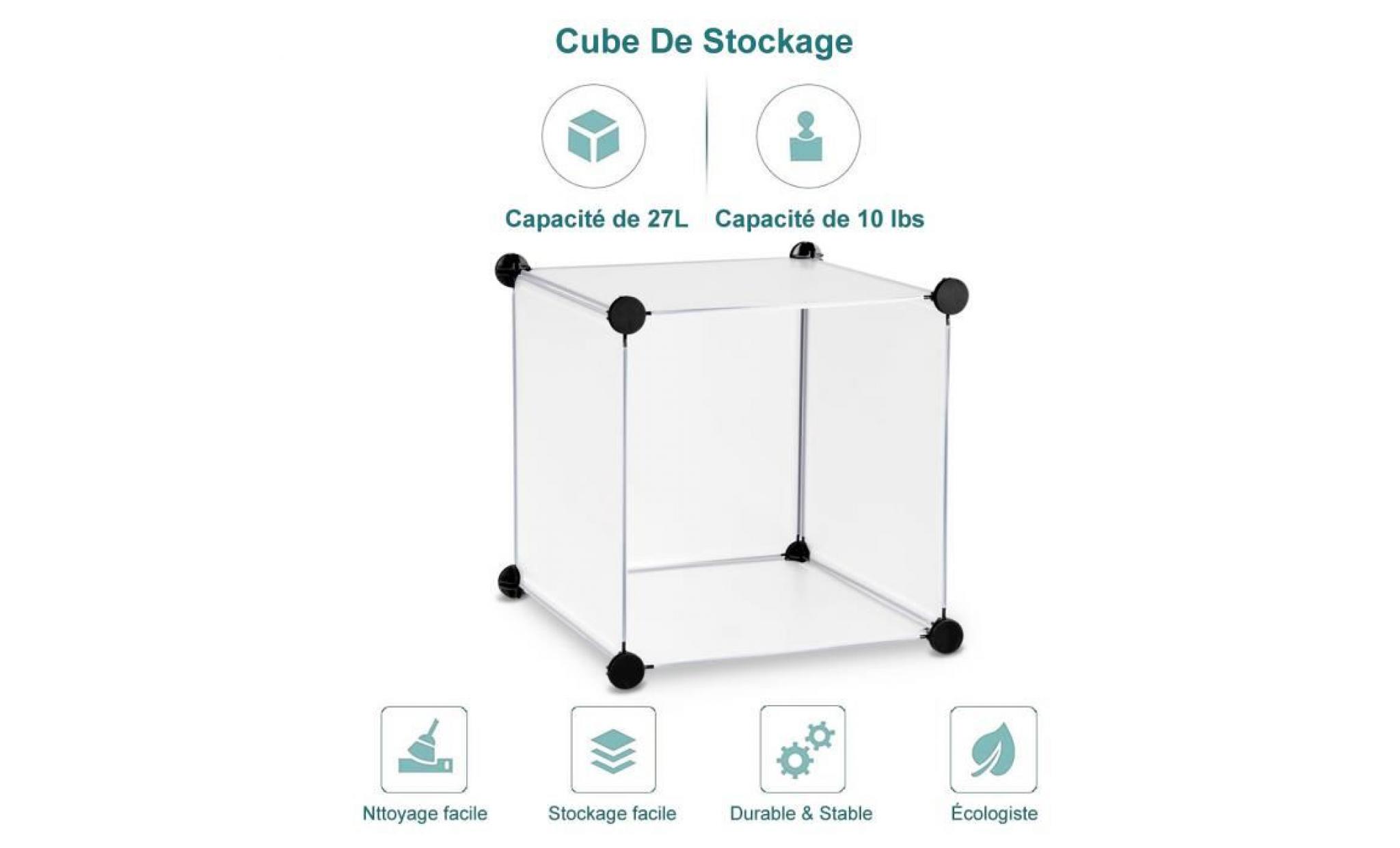 armoires Étagères plastique meuble de rangement modulable 8 cubes armoire bibliothèque etagères plastic cadre en métal pas cher