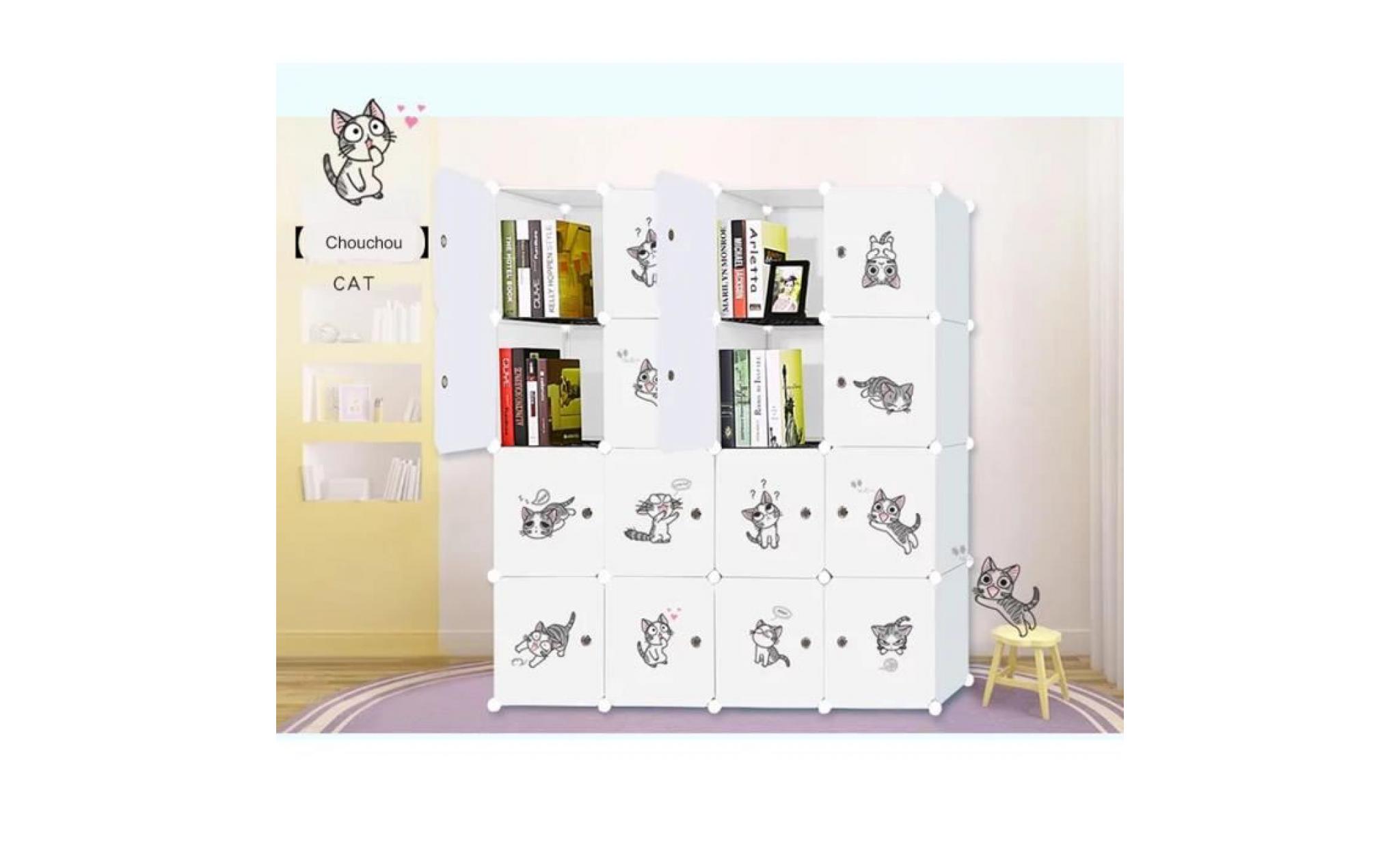 armoire de chambre plastique enfant meuble rangement 16 cubes modulables chouchou cadre métal rangement vêtements chaussures sacs