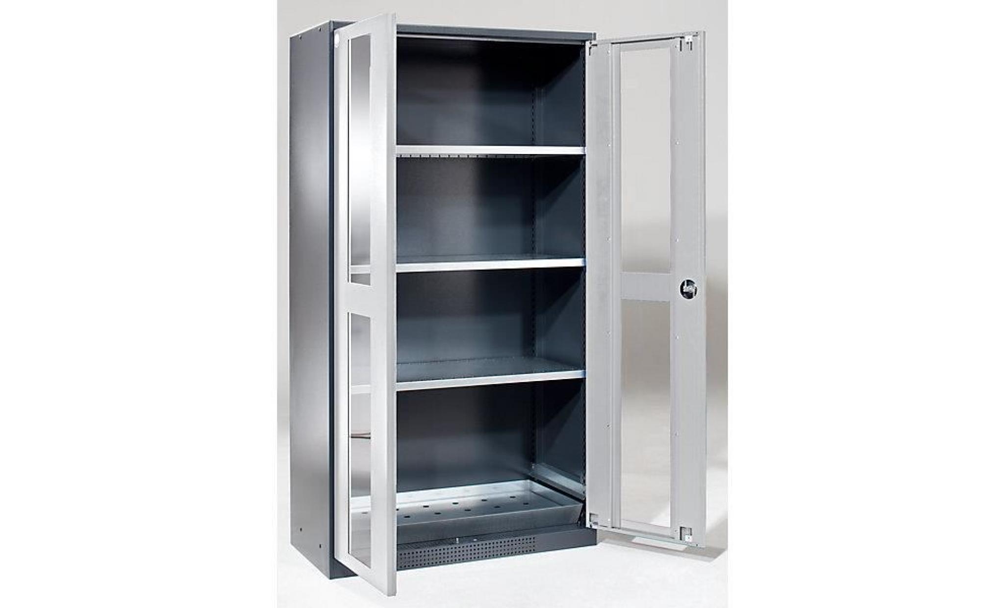 asecos armoire pour produits chimiques   porte vitrée coloris portes gris clair ral 7035   armoire armoire de protection armoire de pas cher