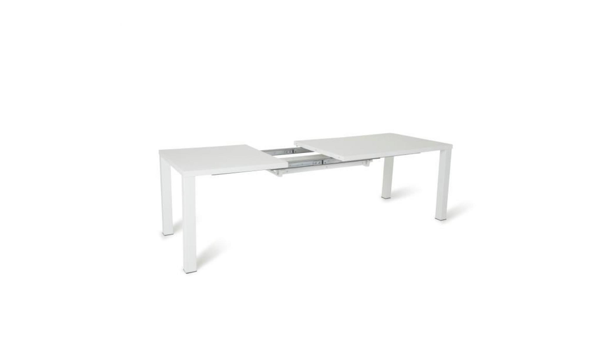 ashlow table à manger extensible de 8 à 10 personnes style contemporain en mdf + pieds en acier laqué blanc   l 160 250 x l 90 cm pas cher