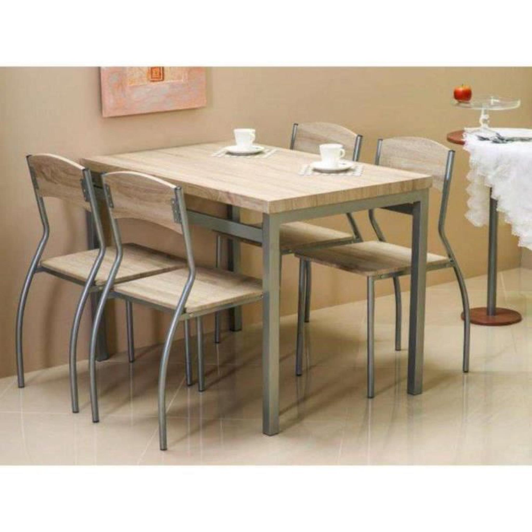 Astro Table de salle à manger + 4 chaises Aluminium-Sonoma Chêne 76x70x110