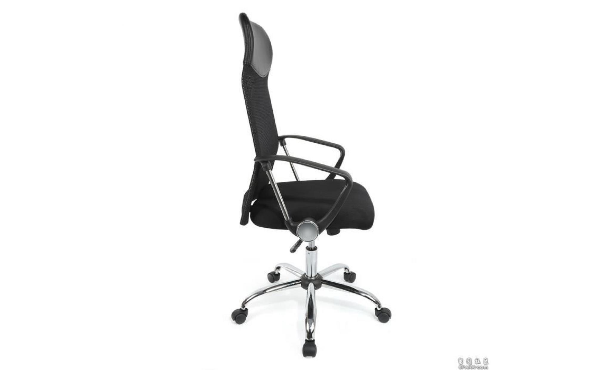 aubays   fauteuil, chaise de bureau confortable en pu cuir métal plastique réseau noir avec 5 roulettes pivotant à 360 pas cher