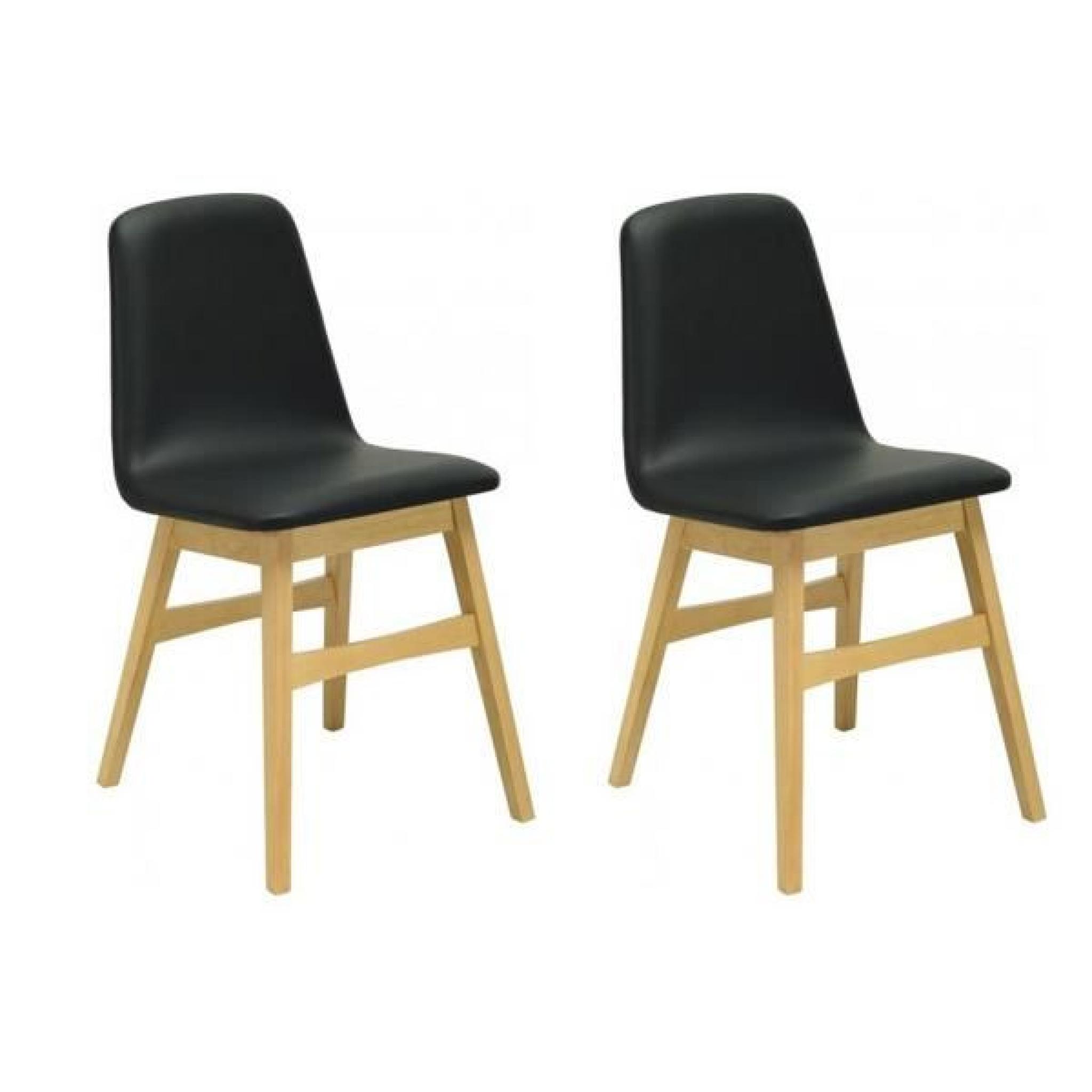Avice - Lot de 2 chaises, pieds en bois naturel (Noir)