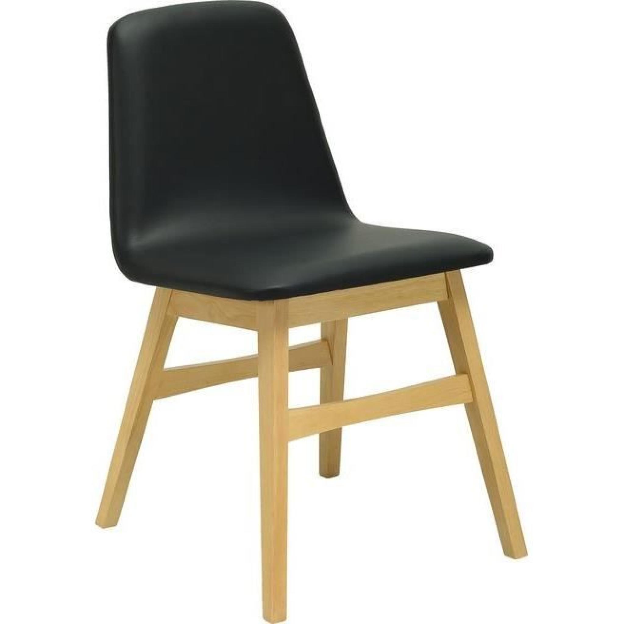 Avice - Lot de 2 chaises, pieds en bois naturel (Noir) pas cher
