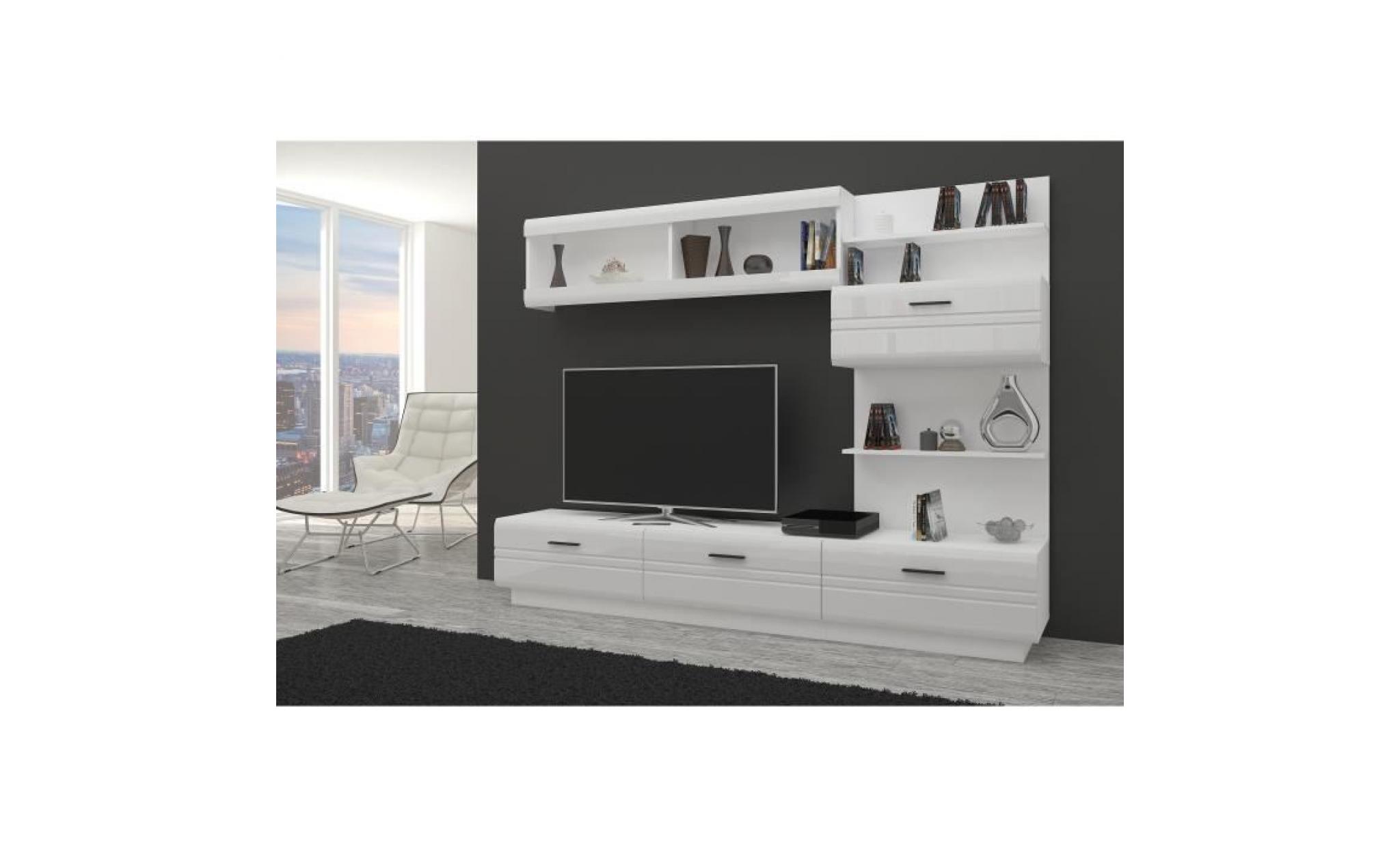 axel meuble tv contemporain mélaminé blanc   l 225 cm